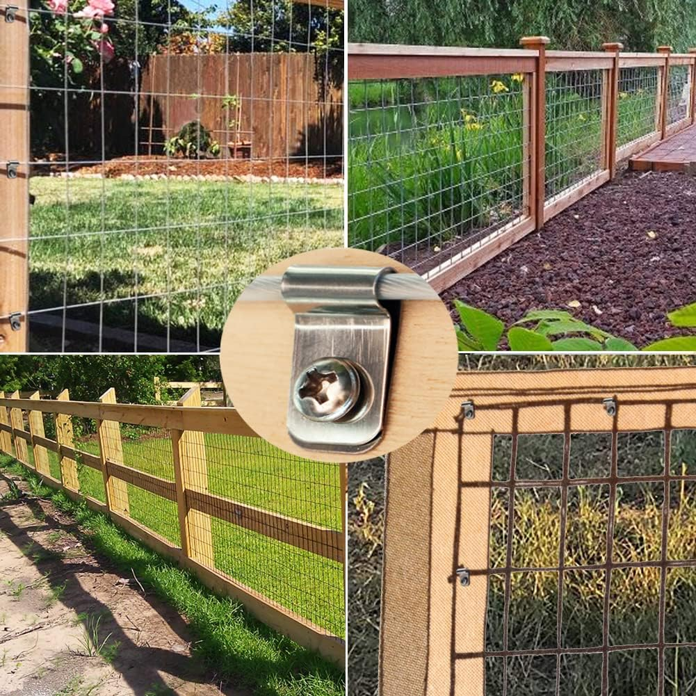 200 Pcs Silver Stainless Steel Wire Clamps, Agricultural Fencing Mounting Clips, 12-16 Gauge Welded Wire to Wood, Metal or Vinyl Fence image number 5