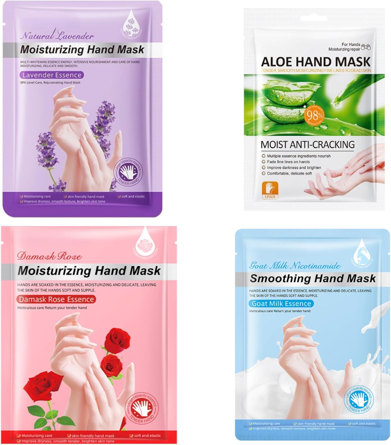 Hydrating Hand & Foot Mask Set | Ultra-Long Moisturizing Overnight Hand Mask + Foot Mask | Deep Repair for Cracked, Rough Skin | Suitable for Dry/Sensitive Skin