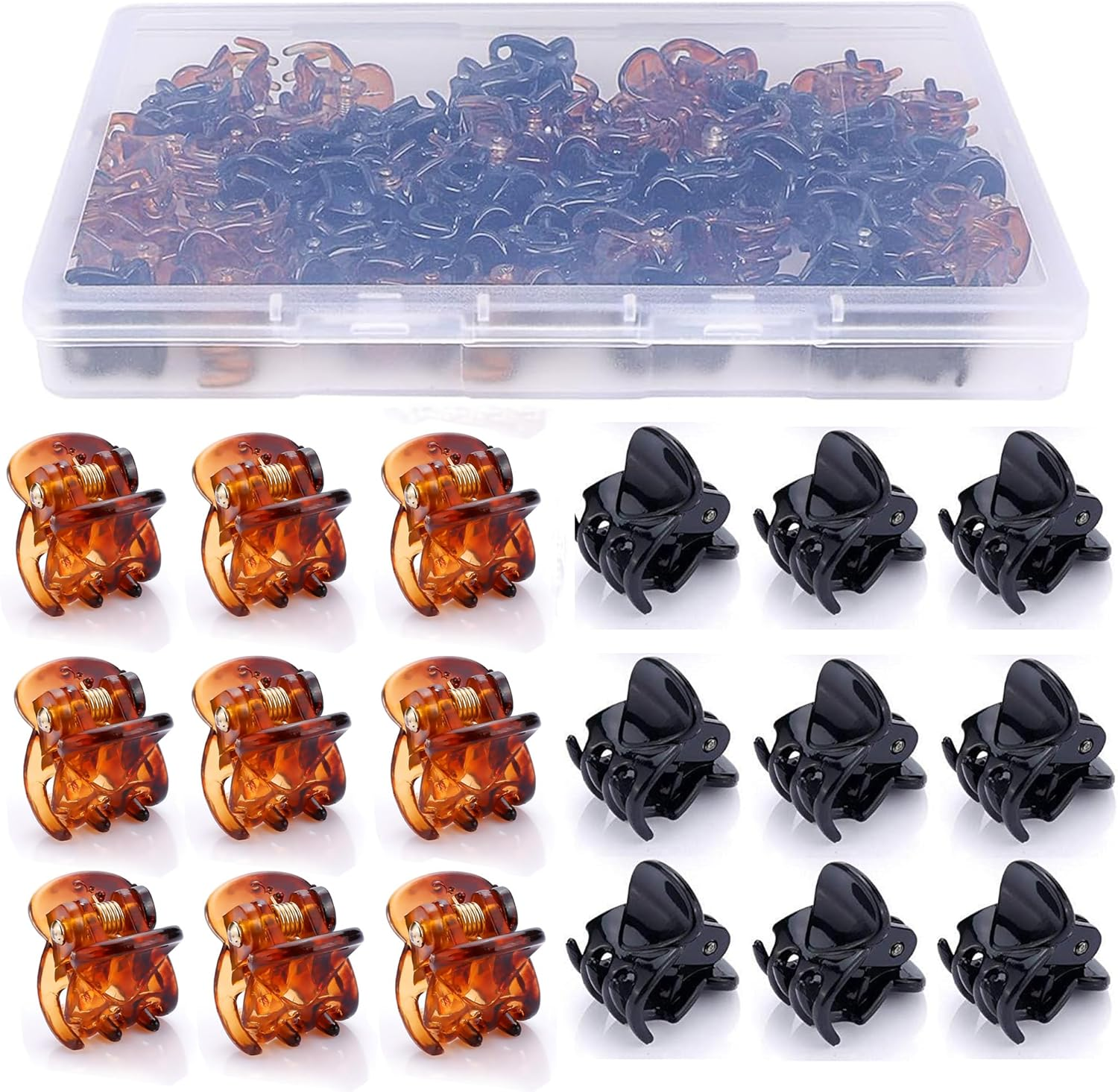 24Pcs Mini Hair Claw Clips for Girls and Women, Small Hair Claw Clips Tiny Plastic Hair Claws Pins Clamps with a Box Black