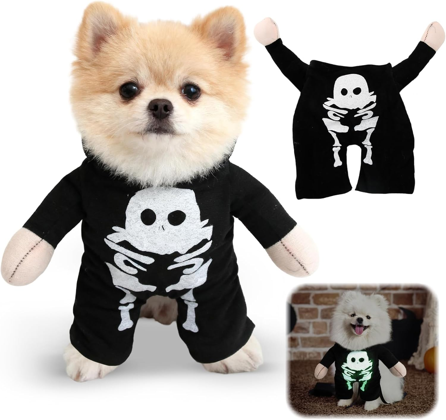 Halloween Costumes for Dogs Killer Size L, Silverchry Dog Costume, Chucky Doll Cosplay for Halloween Pet Cosplay Party (M, Skeleton) image number 5