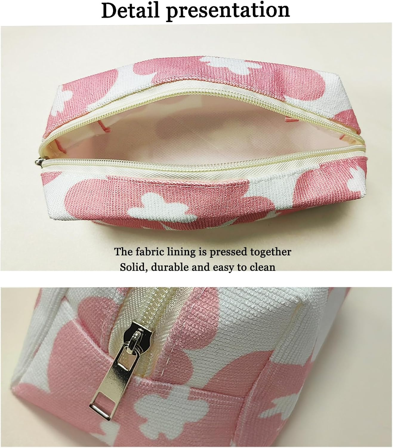 Small Makeup Bag for Purse Corduroy Makeup Bag Travel Makeup Pouch Mini Cosmetic Bag for Women (Pink Butterfly,Small) - Figure 3 image number 7