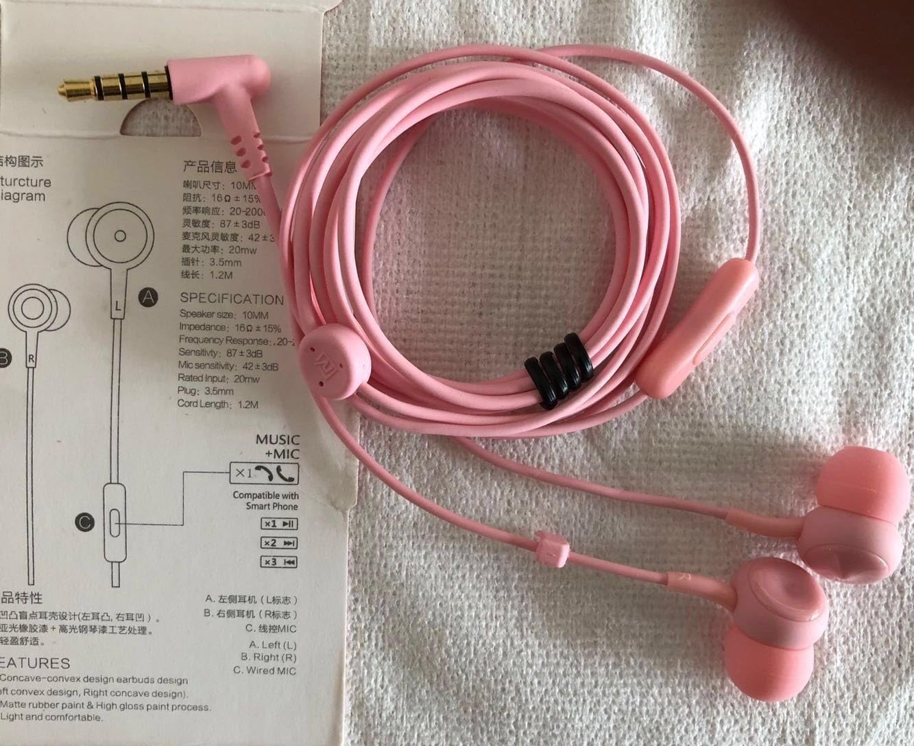 Remax RM-510 3.5 Mm Jack Wired Earphone, Pink image number 1