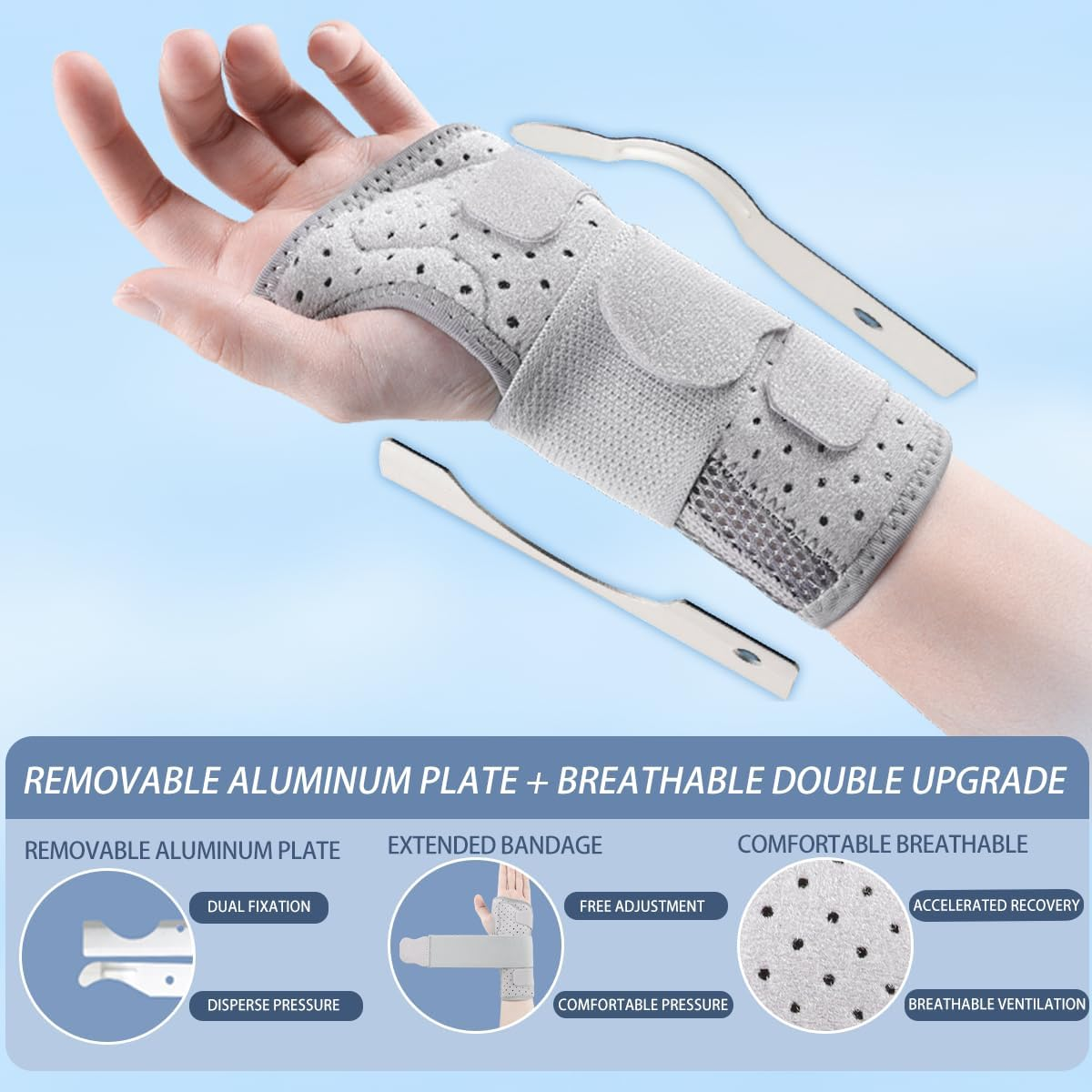 Carpal Tunnel Wrist Brace Night Support with Splints Left Hand, Hand Brace for Arthritis, Tendonitis, Sprain, Injuries, Wrist Pain Relief, Wrist Immobilizer Adjustable Straps and Breathable for Women and Men image number 1