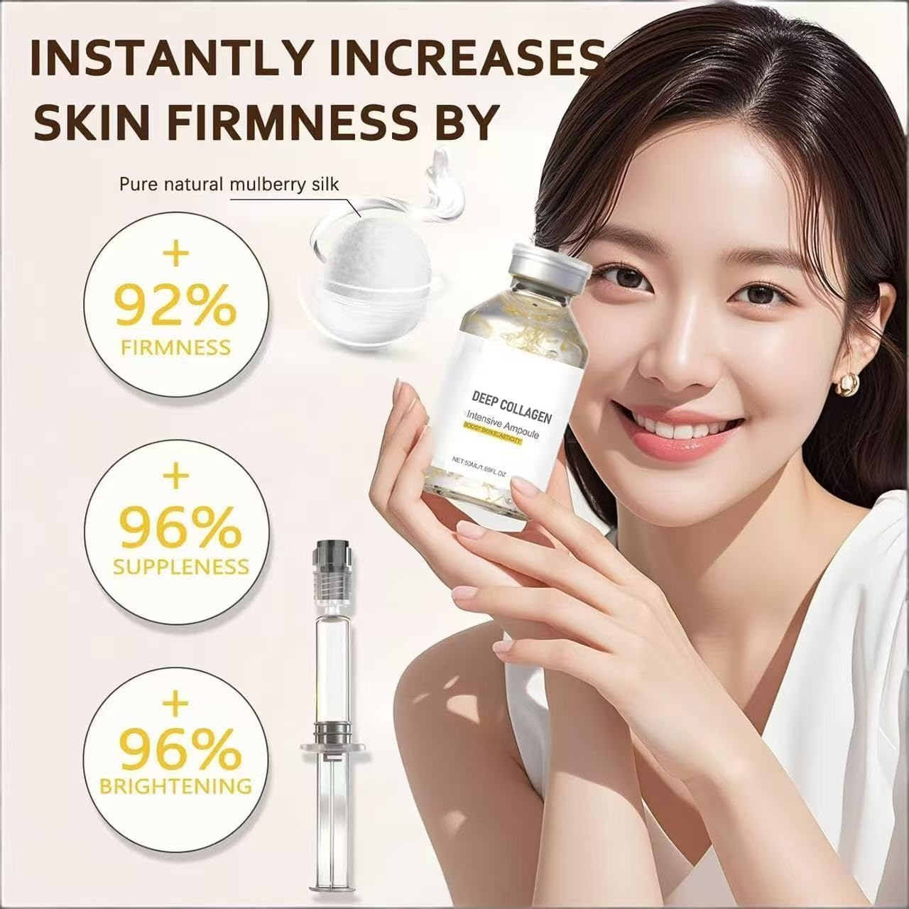 Silk Peptide Intensive Lifting Ampoule,Deep Collagen Serums for Face Tightening and Lifting,（3Pcs）