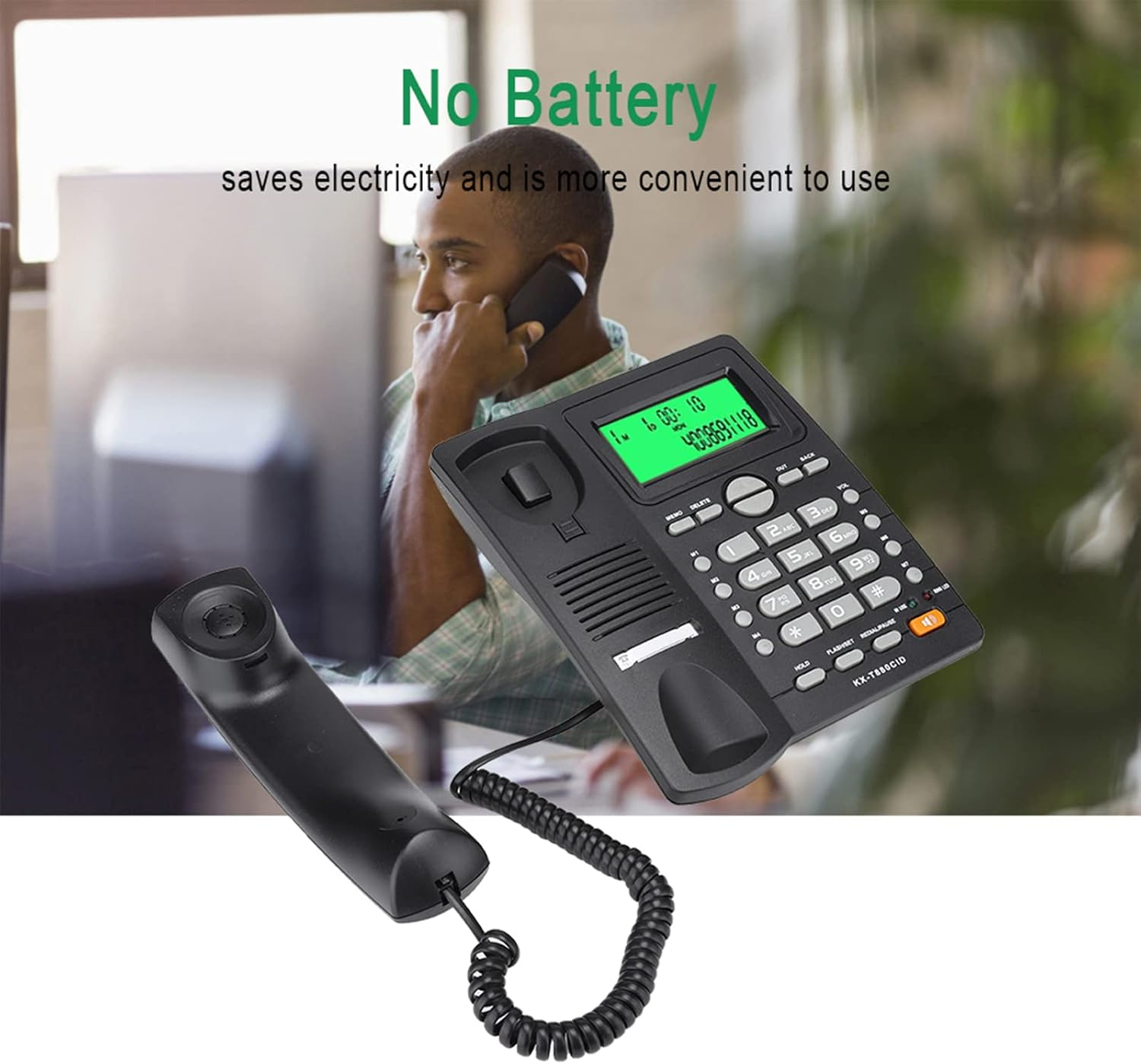 Hotel Landine Phone Caller ID Display Landline Telephone No Battery Mute Function for Home Office (Black) image number 4