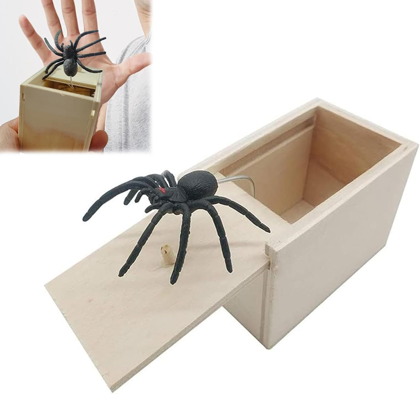 WADY Rubber Spider Trick Box, Fun Spider Money Surprise Box, Spider Prank Box, Spider Box Prank, Handmade Wooden Trick Surprise Box Spider Hidden in One Box Trick Toys image number 6
