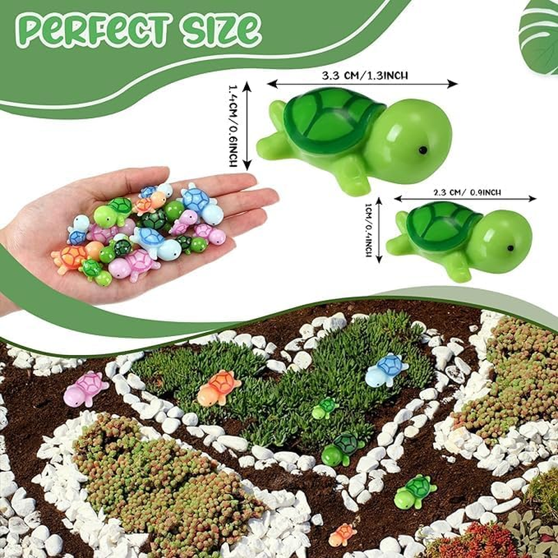 24 Pcs Miniature Sea Turtle Figurine Multicolor Tiny Turtle Statue Mini Sea Creatures Tortoise Miniature Resin Animals for DIY Fairy Garden Decoration Cake Home Decor, 2 Sizes (4 Color) (S) image number 2