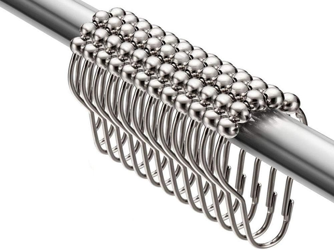 Haobase 12PCS Shower Curtain Hooks Rollerball Antirust Bathroom Curtains Rings