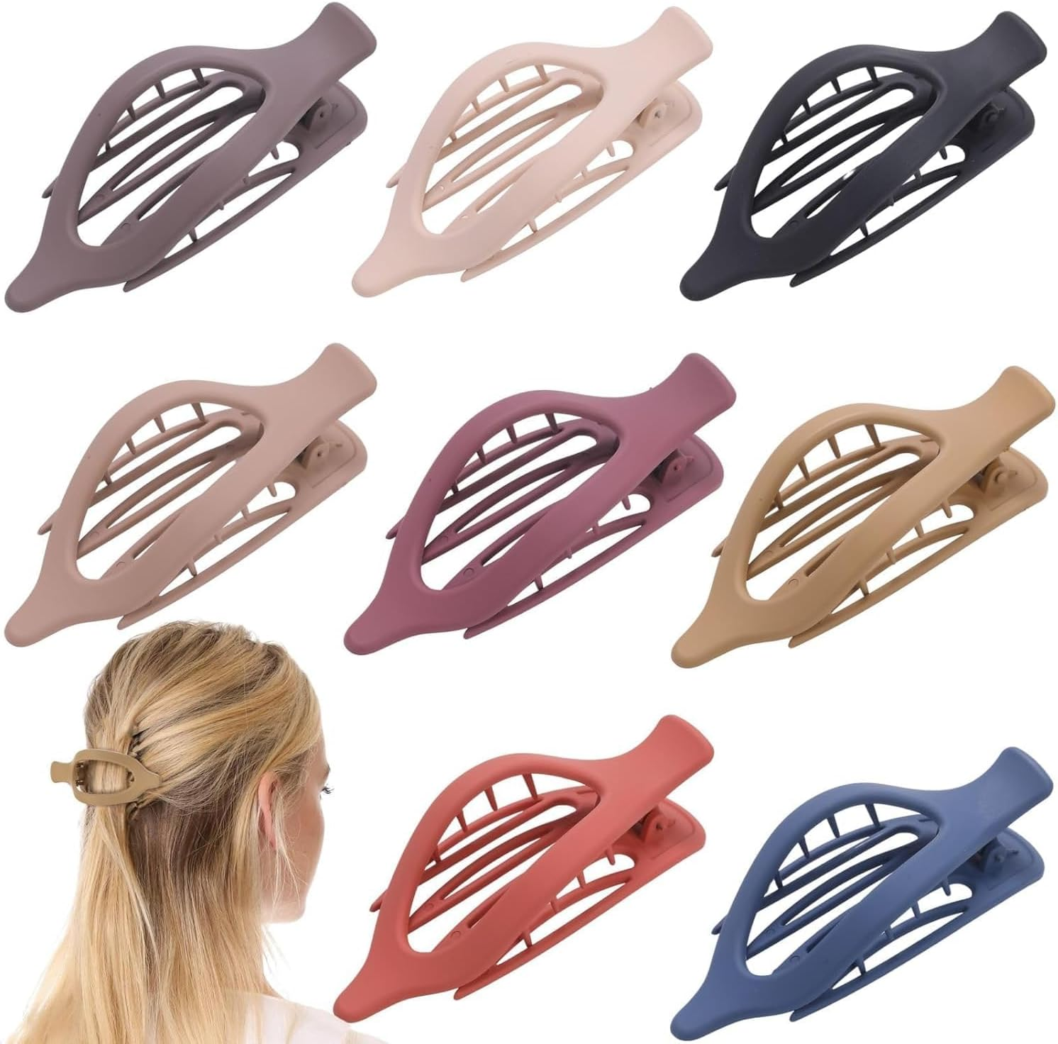 Pack of 8 Hair Clips for Women, Flat Claw Clip, Hair Clips, Large Hair Clip, Non-Slip, for Thick & Thin Hair, Elegant French Hair Clip for Everyday, Sports, Driving image number 6