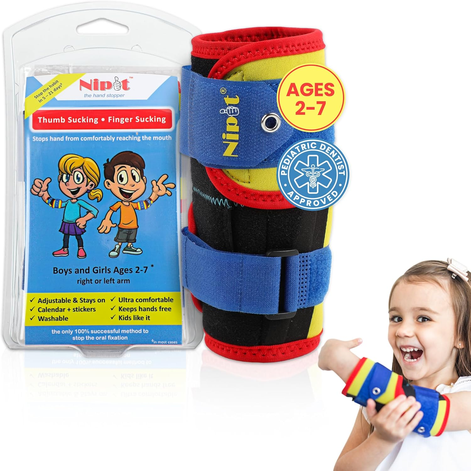 NIPIT AGE 2-7 Thumb Sucking Prevention: Pediatric Dentist'S Top-Rated Choice with a Motivation Program. Encourages Finger Freedom, Supporting Development and Uninterrupted Play image number 6