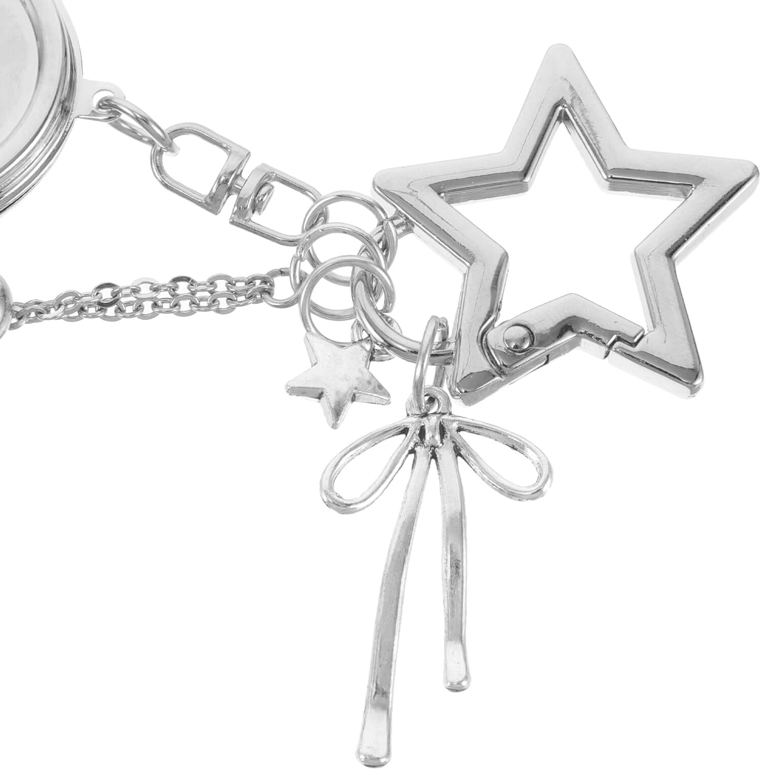 LIFKOME Stainless Steel Mesh Pocket Pendant Lipstick Wallet Handbag Keychain Lady Bag Keyrings Lightweight Lip Gloss Holder Girl'S Bag Pendant Keyrings for Women Silver image number 5