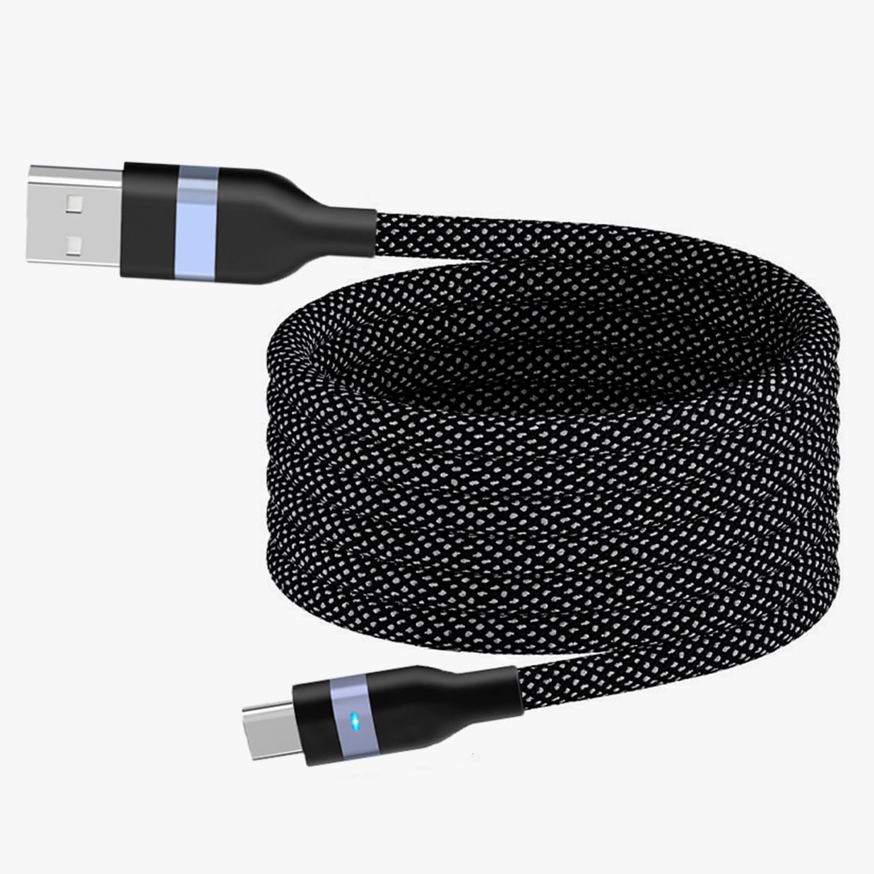Fast Charger Cable Cord USB Magnetic Auto-Recoil 120W 480Mbps USB-C Android PD 1M (USB-A to USB-C)