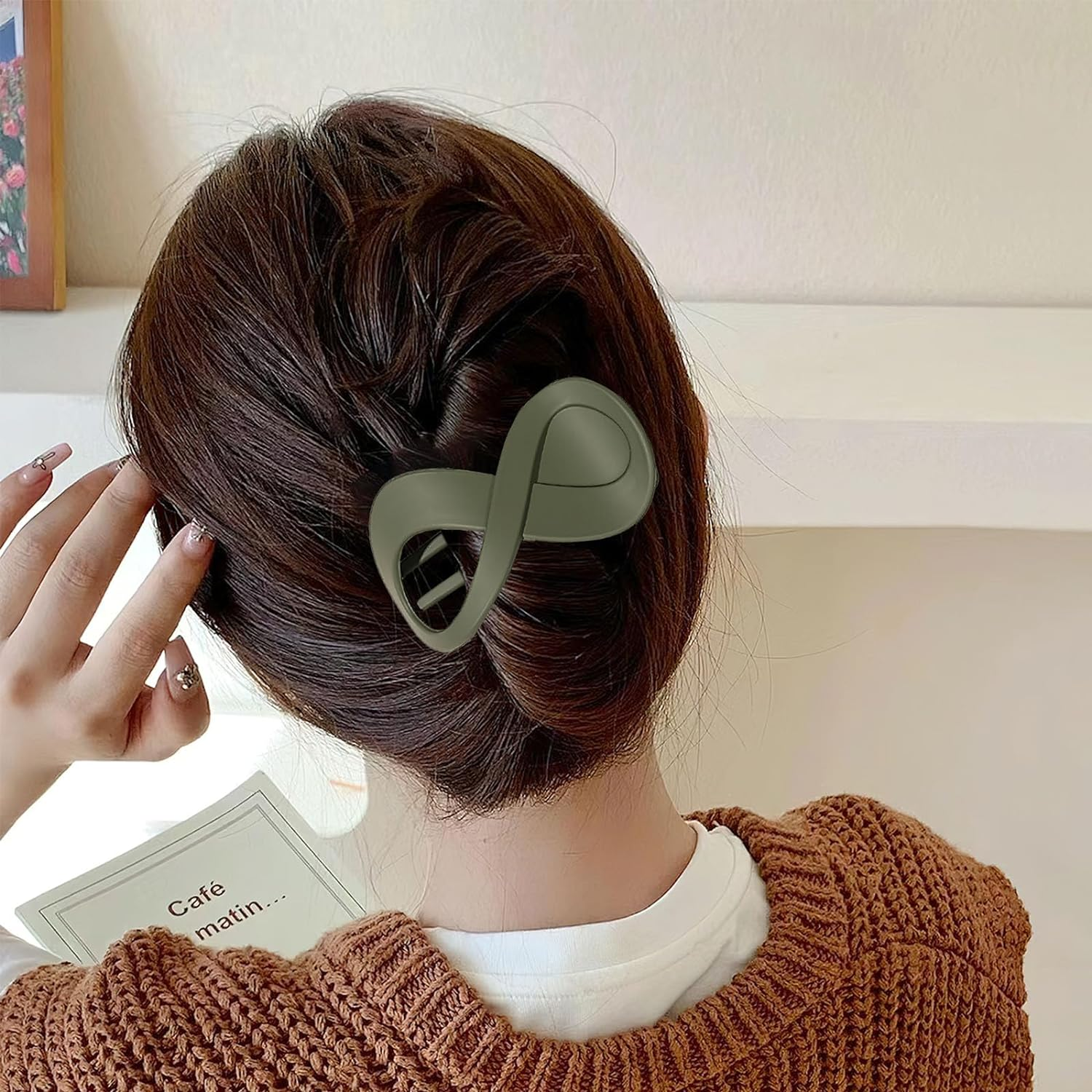 6 Pcs Flat Hair Clips, French Concord Lay down Claw Clips 3.35 Inch Strong Hold Side Slide Barrettes for Women (Multicolor) image number 1