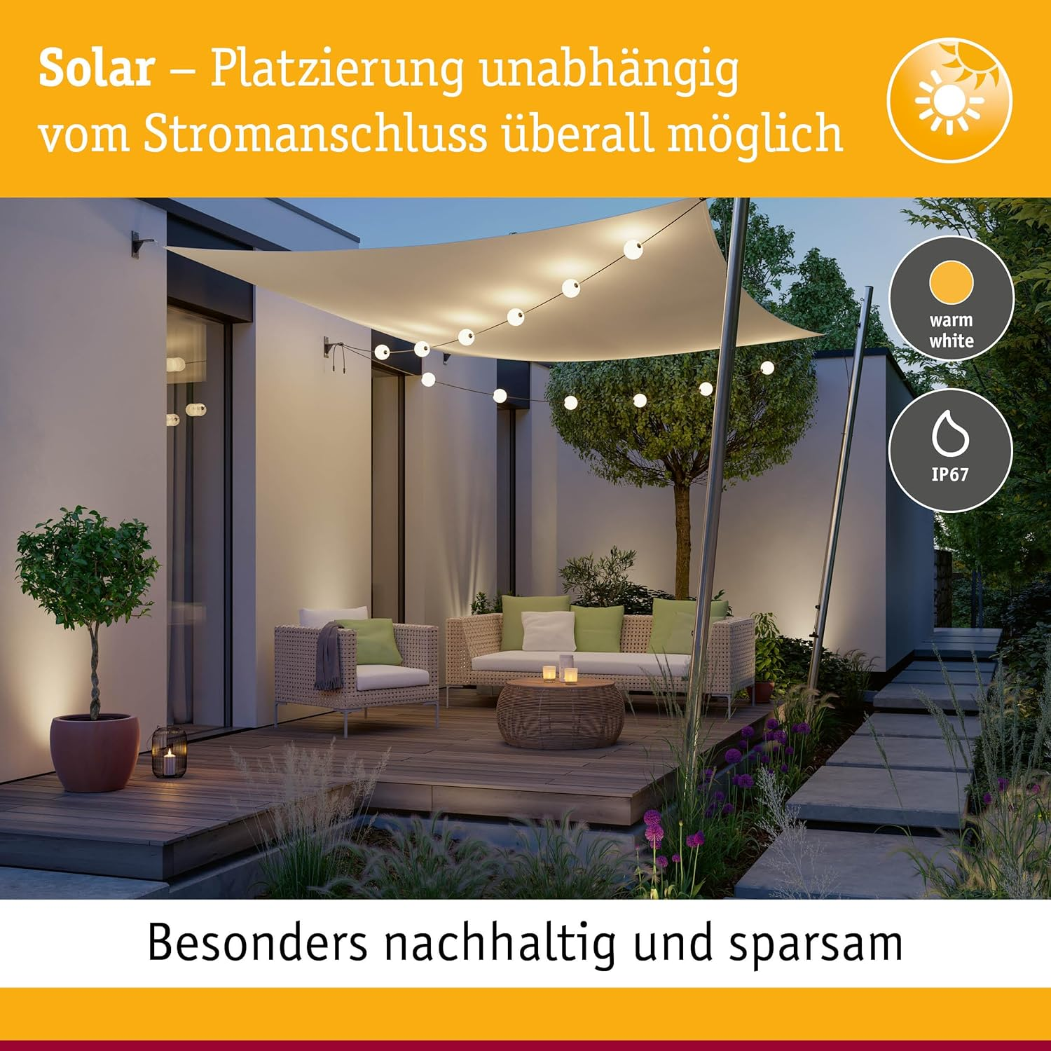 Paulmann Taina 94911 Solar LED Fairy Lights Basic Set IP67 3000K 5.8 M 6 X 60 Lm Black image number 4