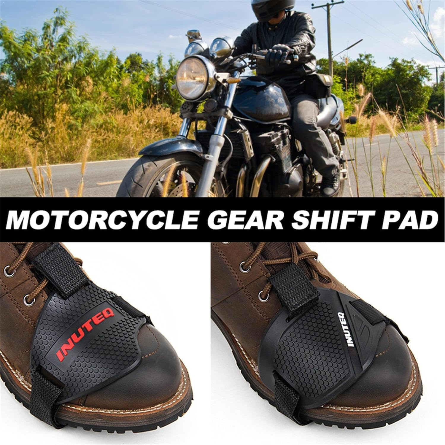 Motorcycle Shoe Protector, Durables Leather Guard, Motorcycle Gear Shift Cover Antiskid Boot Protector, Non Slip Motorbike Footwear Shieldss for Riding (White - B) image number 3