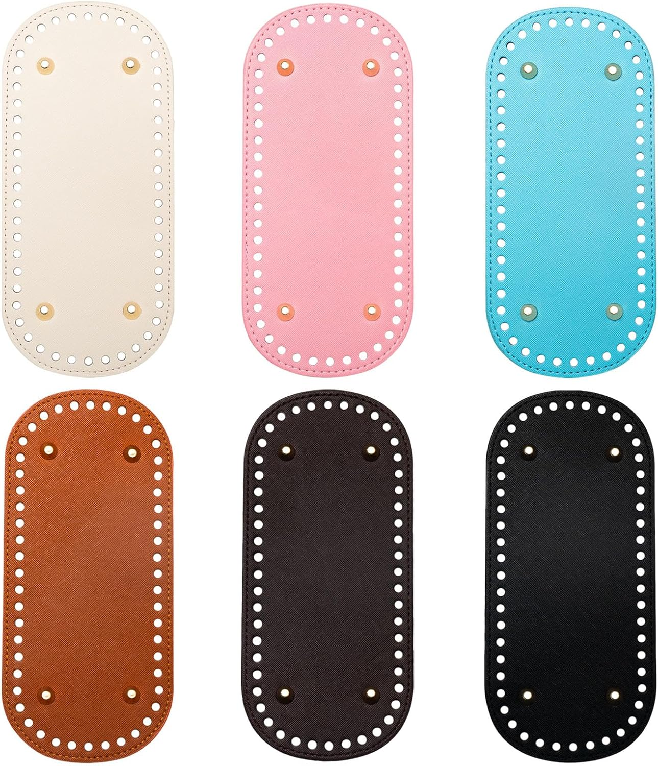 6 Pcs Bag Bases for Crochet, 8.58 X 3.93 Inch PU Leather Bag Bottom with Holes, Long Oval Purse Bottom Shaper Pad for DIY Crochet Bag Shoulder Bags Purse Making (Colorful)