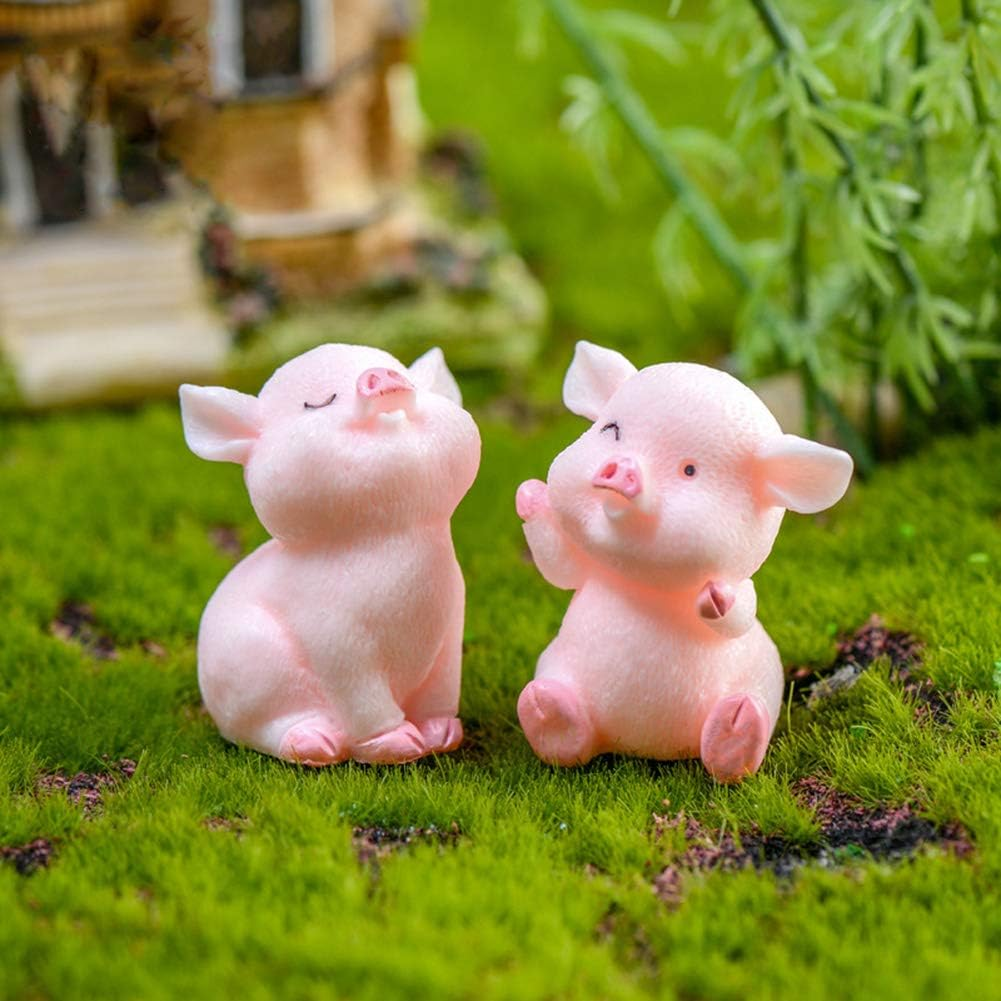 MAOMIA Miniature Pig Figurines,8 Pcs Cute Pink Piggy Toy Figures Toy Cake Toppers Decoration for Fairy Garden Car Party DIY Craft Project Decor