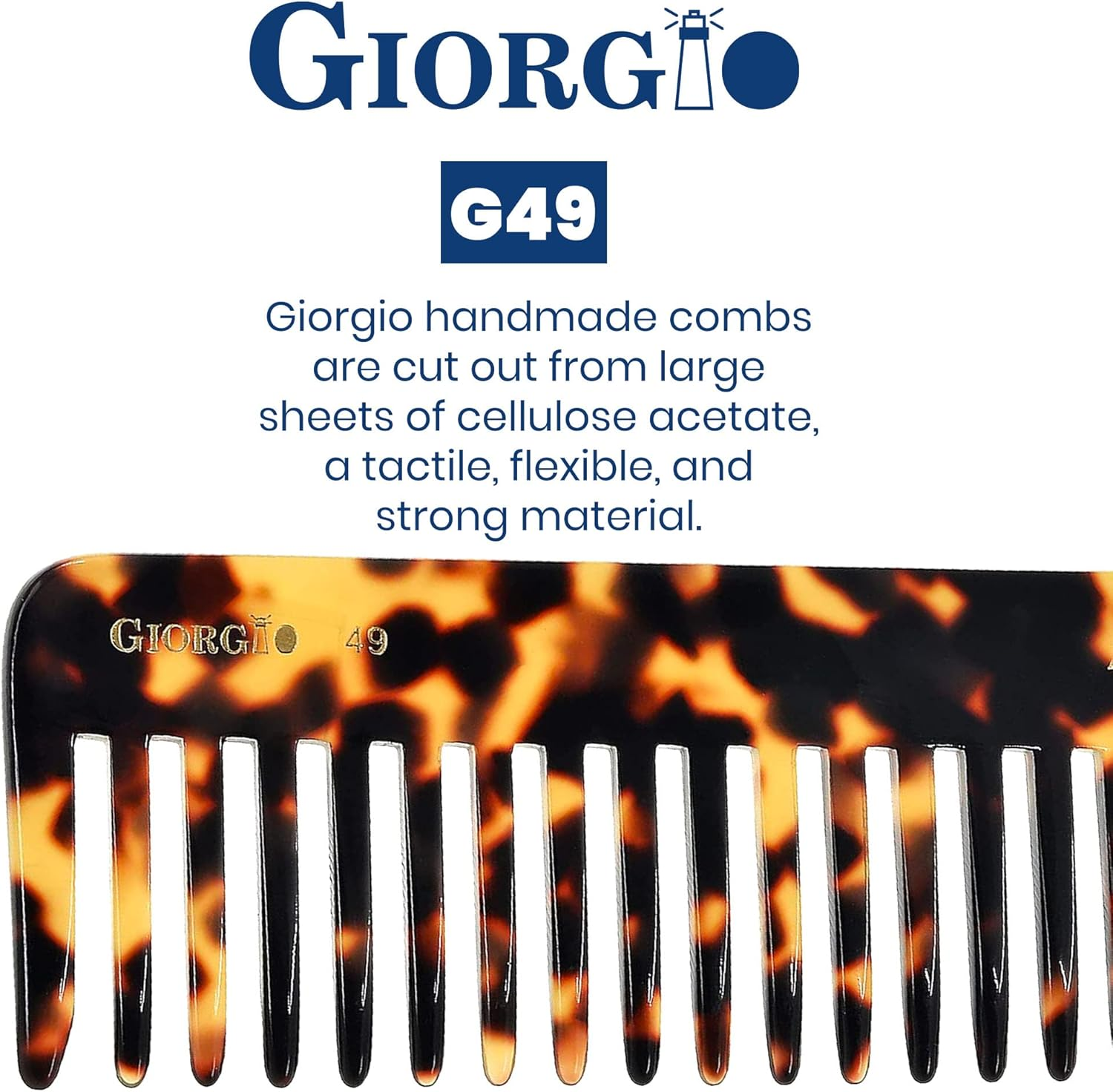 Giorgio G49 Yellow Tokio, Large Hair Detangling Comb, Wide Teeth for Thick Curly Wavy Hair, Detangler Comb for Wet and Dry, Handmade of Quality Cellulose, Saw-Cut, Hand Polished image number 3