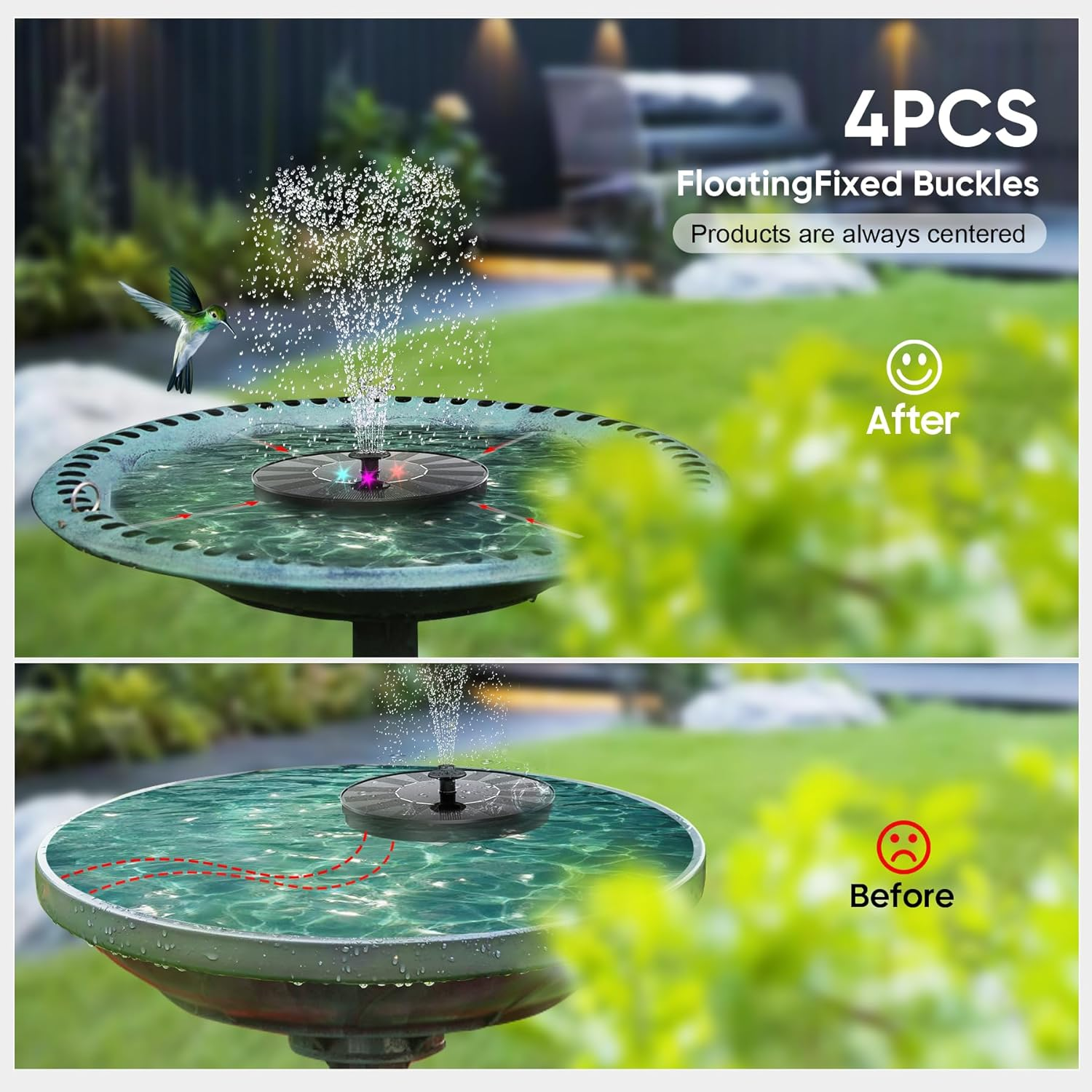 Solar Fountain Pump, SIYIBAEBY Solar Water Pump Fountain with 6 Nozzles, Floating Water Fountains Pump for Bird Baths, Garden, Fish Tank, Pond, Pool, Aquarium, Patio Outdoor&hellip; image number 5