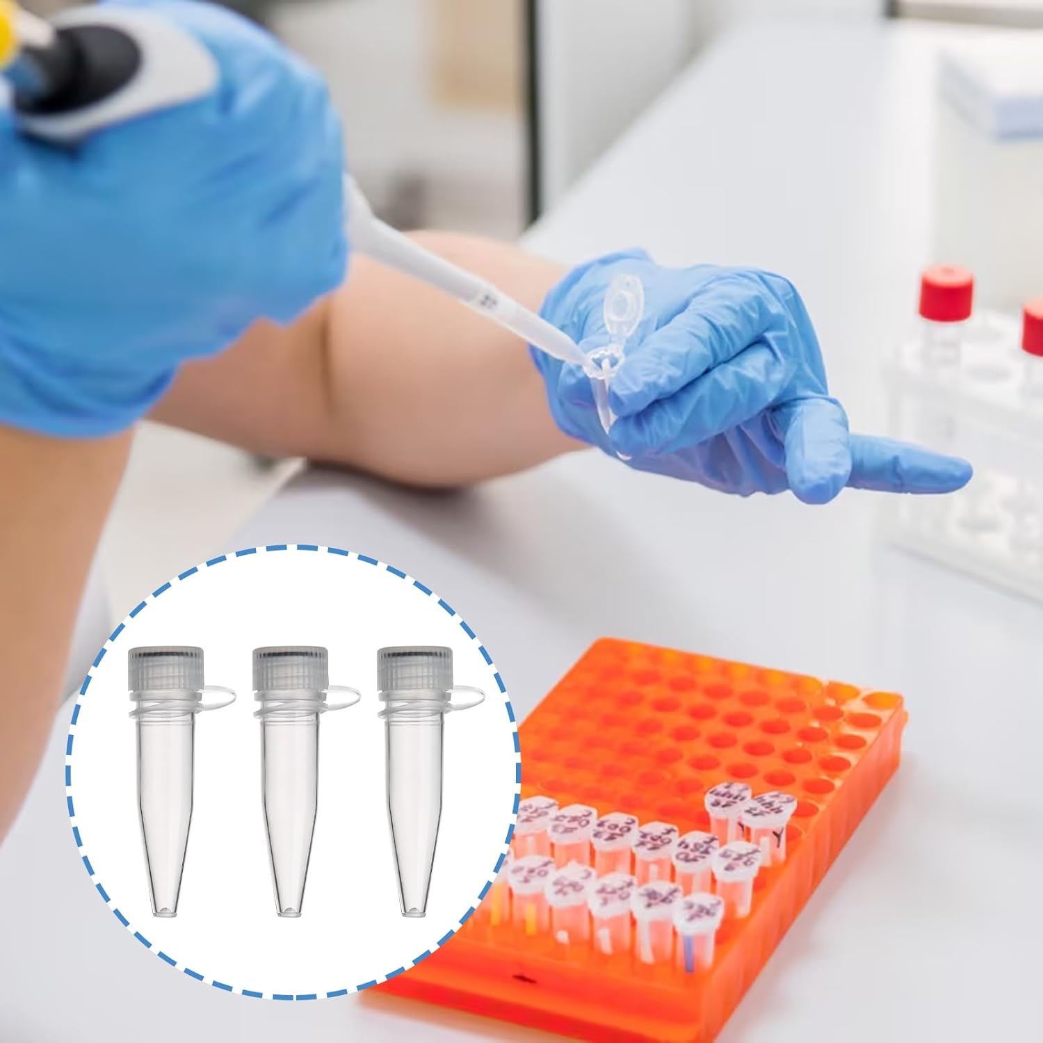 50 Pcs Plastic Clear Test Tubes, Centrifuge Tube 1.5 Ml Lab Plastic Frozen Vial Container, Plastic Sample Bottles for Scientific Experiments, Small Frozen Test Tubes, Sterile Test Tubes with Lids