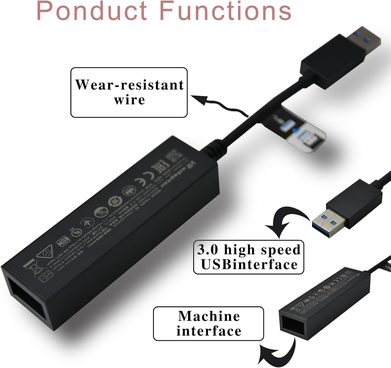 PS4 Camera Cable Adapter, 2 Pcs PS4 to PS5 Converter Cable Adapter USB3.0 VR Games Converter Connecting Cable for Playstation 5 Console image number 2