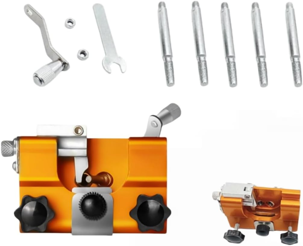 Chainsaw Sharpener,Chainsaw Chain Sharpening Jig with 5 Grinding Rod,Chainsaw Vise and Hand-Cranked Chainsaw Sharpening Jig Kit,Portable Chainsaw Sharpening Jig for All Chain Saws and Electric Saws image number 1