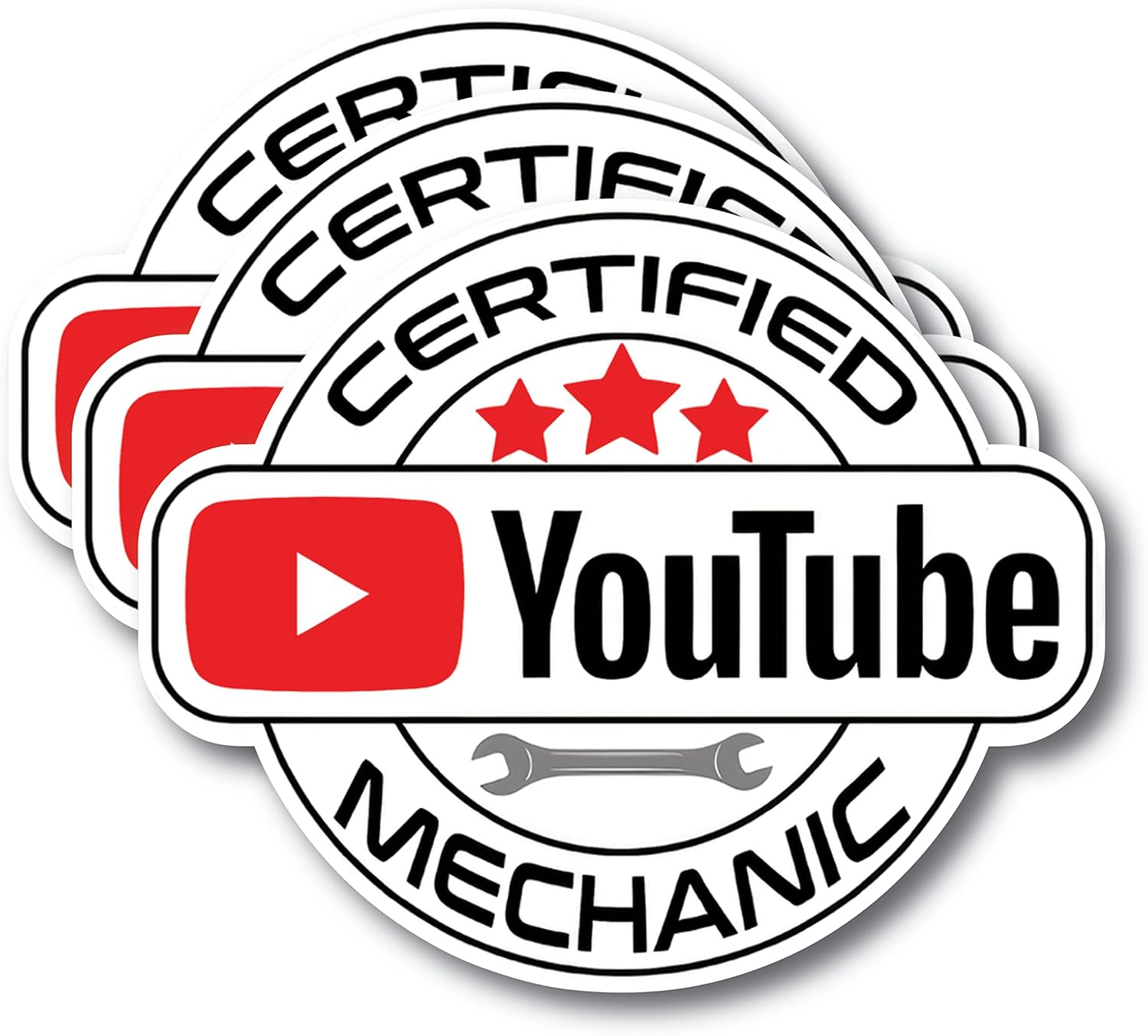(3 Pack) Certified Youtube Mechanic Sticker - Funny You-Tube Mechanic Decal for Expert Mechanic - 5.5" - Automotive Industry - Office Gag Gift - Jokes for Friend - Made in USA - BMCS060 (BMCS060) image number 4