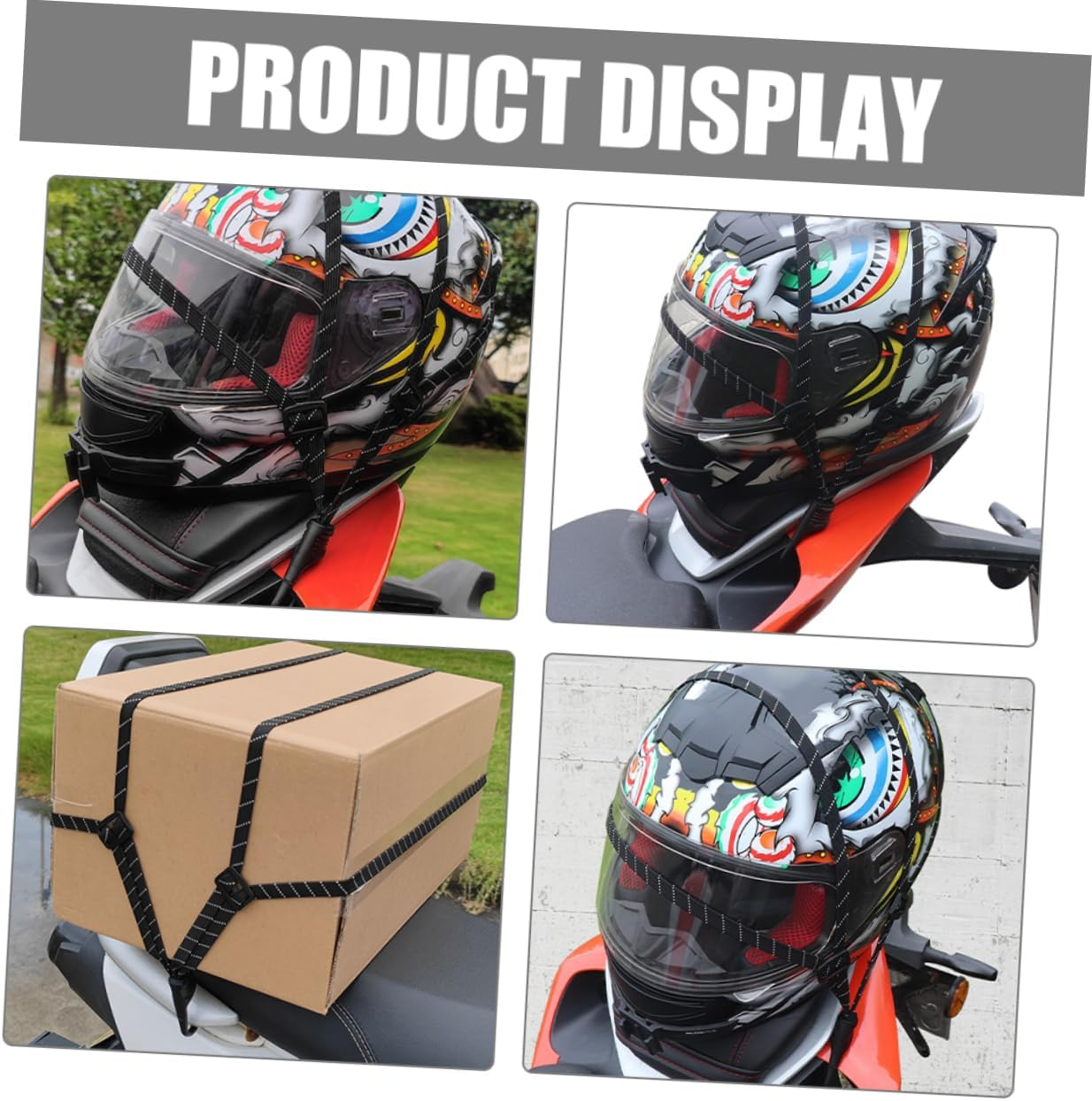 ERINGOGO Adjustable Nylon Ropes Hooks 4Pcs Cargo Straps Ratchet Belt for Luggage image number 3