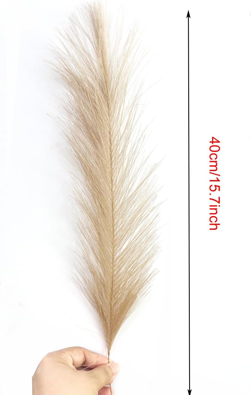 15 PCS Artificial Reed Flowers Fake Grass 15.7 Inch Tall Onion Grass Artificial Pampas Grass Greenery Floor Plants for Room Office Garden Indoor (Brown)
