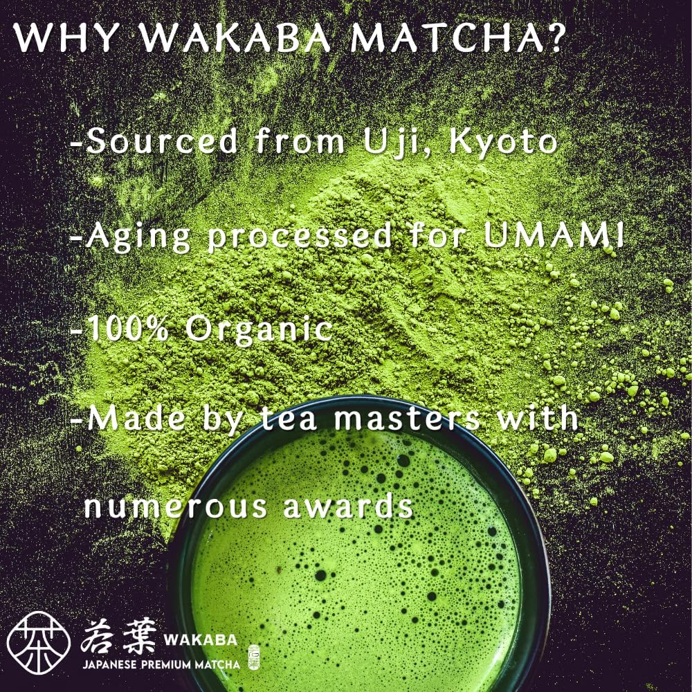 WAKABA Premium Organic Matcha &ndash; JAS/USDA Certified, Ceremonial Grade 30G from Uji, Kyoto | Stone-Milled | Authentic Japanese Green Tea Powder for a Smooth, Rich Umami