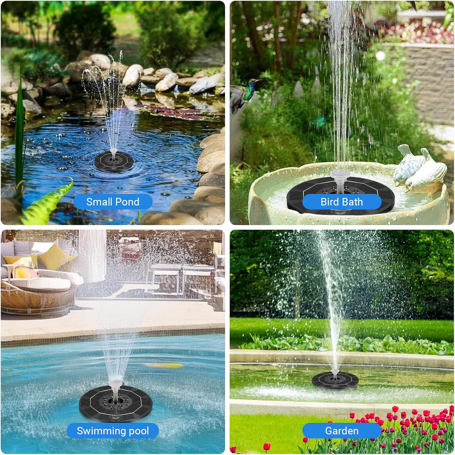 LIWEGHT Solar Fountain Water Pump (16 Cm) with Lights - Garden Decor Floating Pool Fountain for Bird Baths, Ponds, Patios, and Pools image number 1