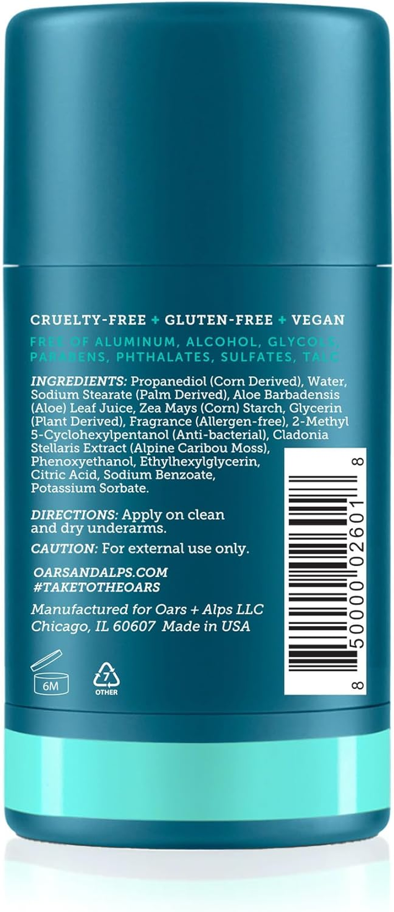 Oars + Alps Natural Deodorant, Allergen-Free Fragrance, Aluminum Free, Alcohol Free, Fights Odours, 80G