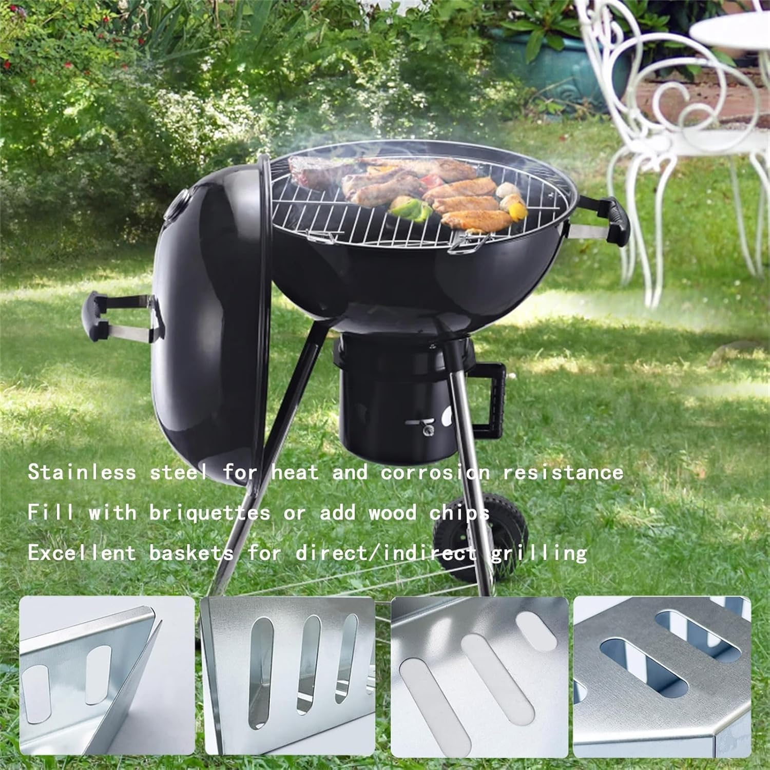 2 Pcs Charcoal Basket, Stainless Steel 0.8Mm Thick Charcoal Rack, Charcoal Tray, Charcoal Tray for Grilling,Suitable for Charcoal Balls and Wood Chips,Fits Most Barbecues and Most Kettle Grill image number 4