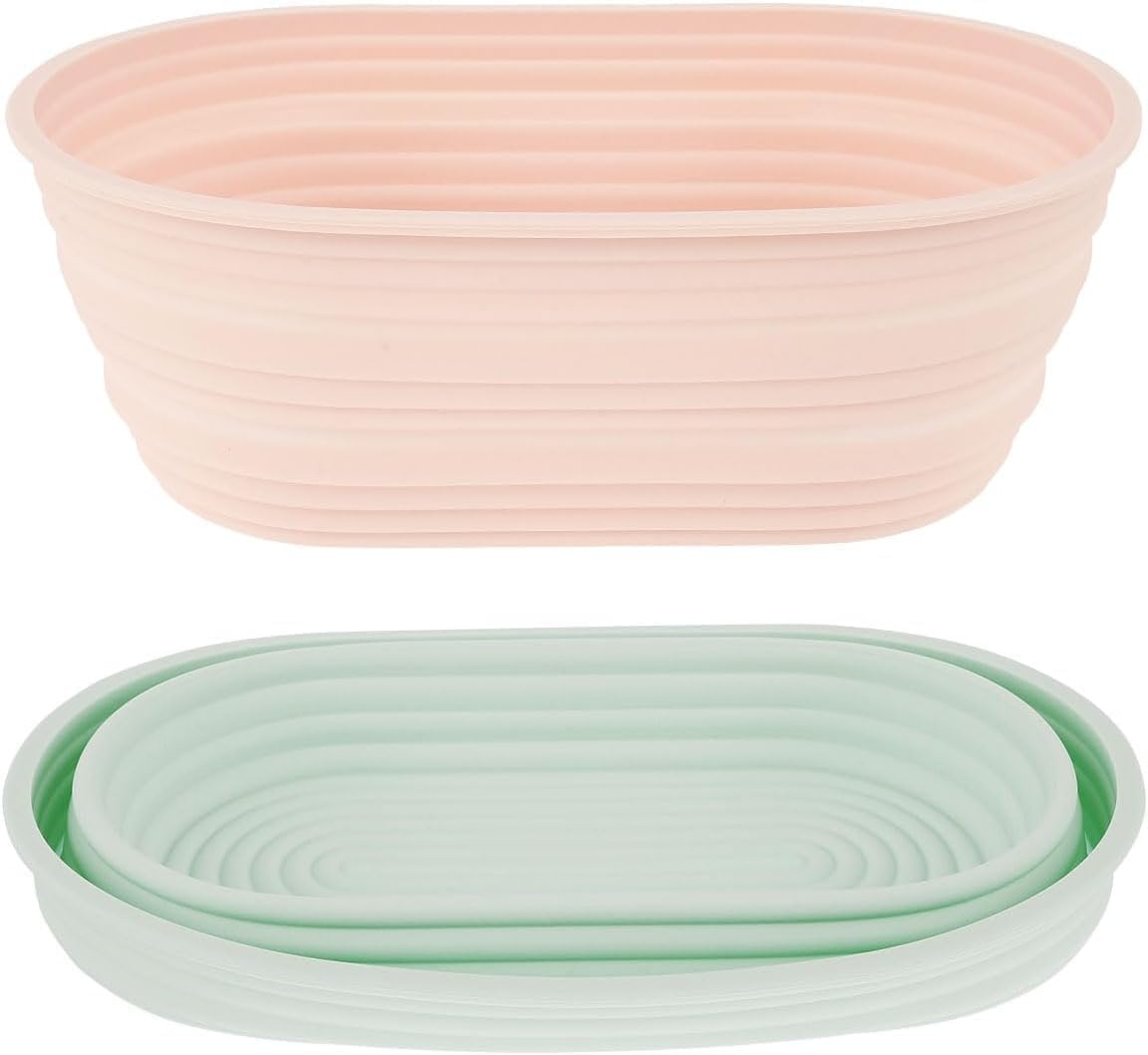 2Pcs Silicone Bread Proofing Basket (Oval 2), Oval Foldable Sourdough Bread, Baking Supplies, Dough Proofing Bowl Containers, Collapsible Bread Bowl