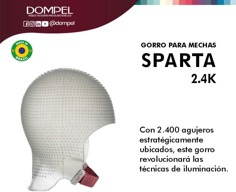 DOMPEL Sparta 2.4K Silicone Highlight Hair Cap, White | Perfect Highlights | 2,400 Strategically Positioned Holes | Curved Design for a Perfect Fit | Reusable image number 2
