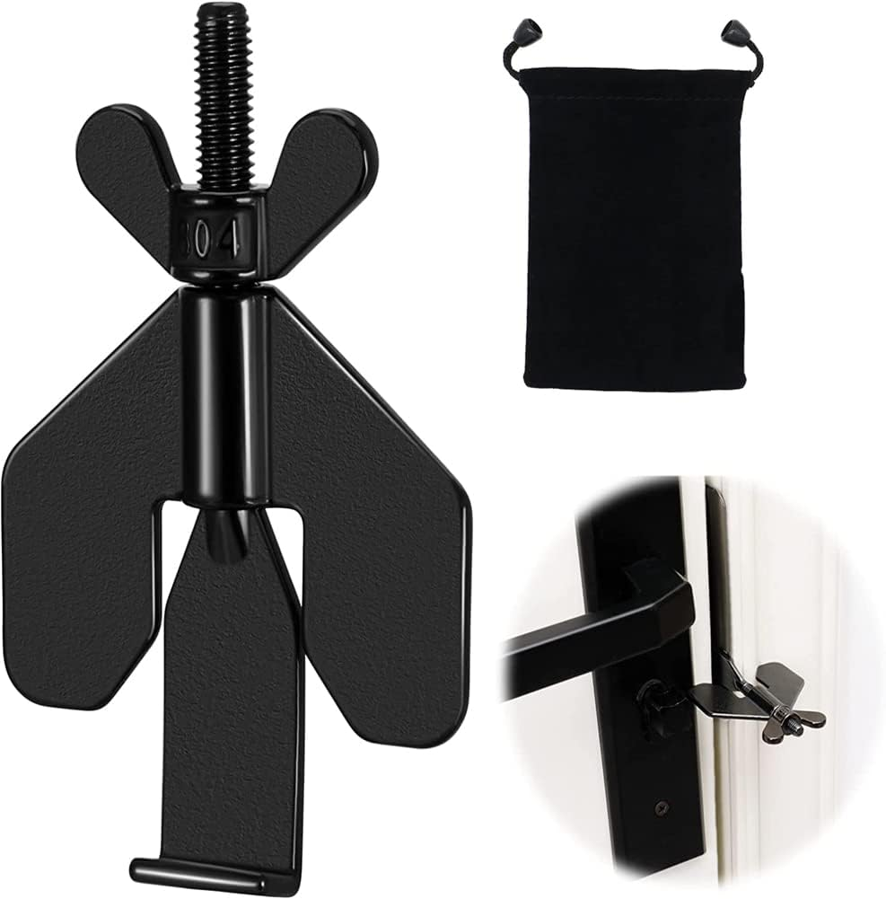 Upgrade Portable Door Lock for Travel,Suithink 304 Stainless Steel Black Door Fittings Hardware Temporary Security Lock for Home Security Hotel Apartment, Prevent Unauthorized Entry (2) image number 3