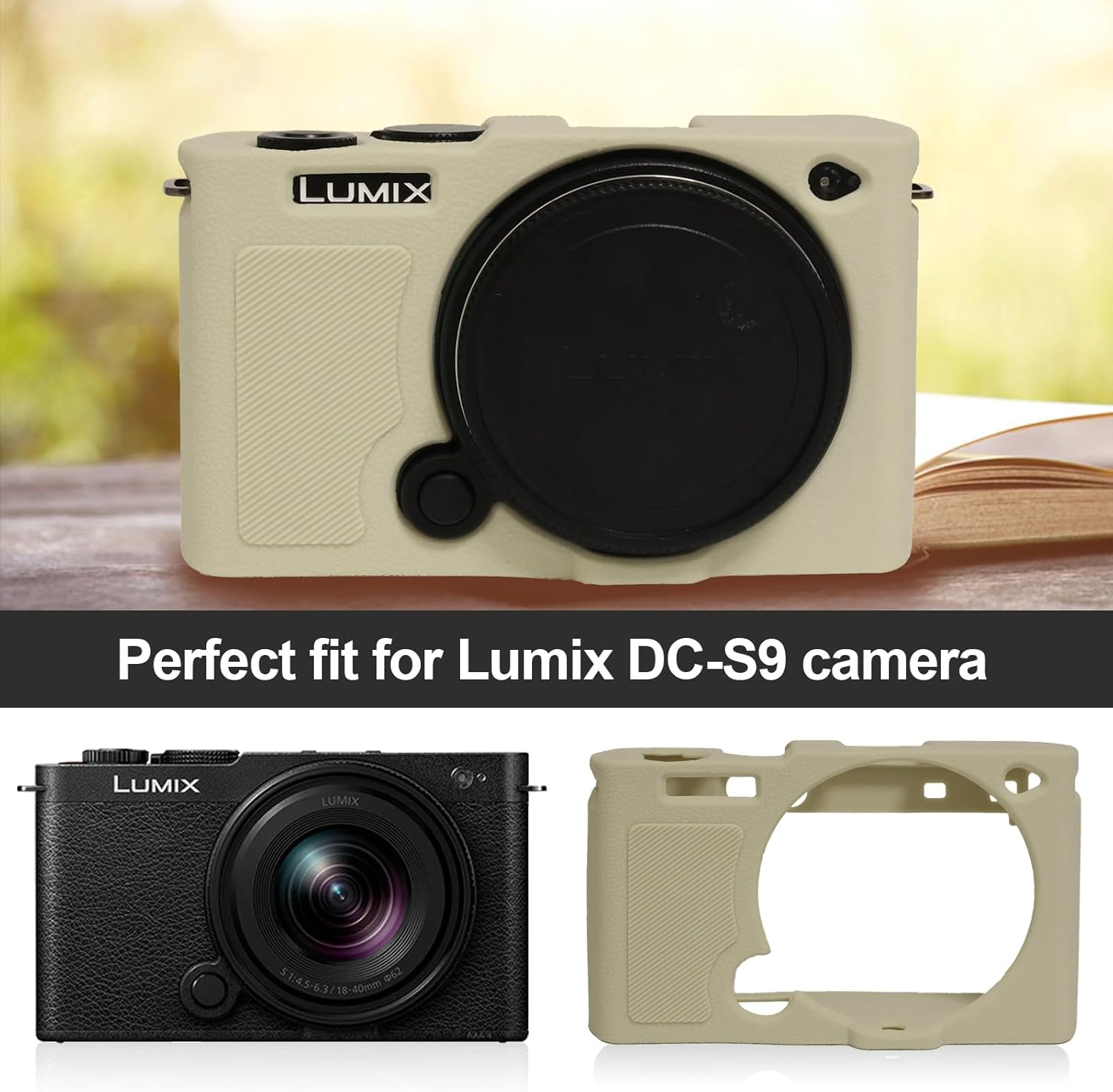 Rieibi Silicone Case for Panasonic Lumix DC-S9 Camera Case with 2PCS Screen Protector,Lightweight Camera Case for Panasonic Lumix S9 Case, Off-White, Camera Case image number 4