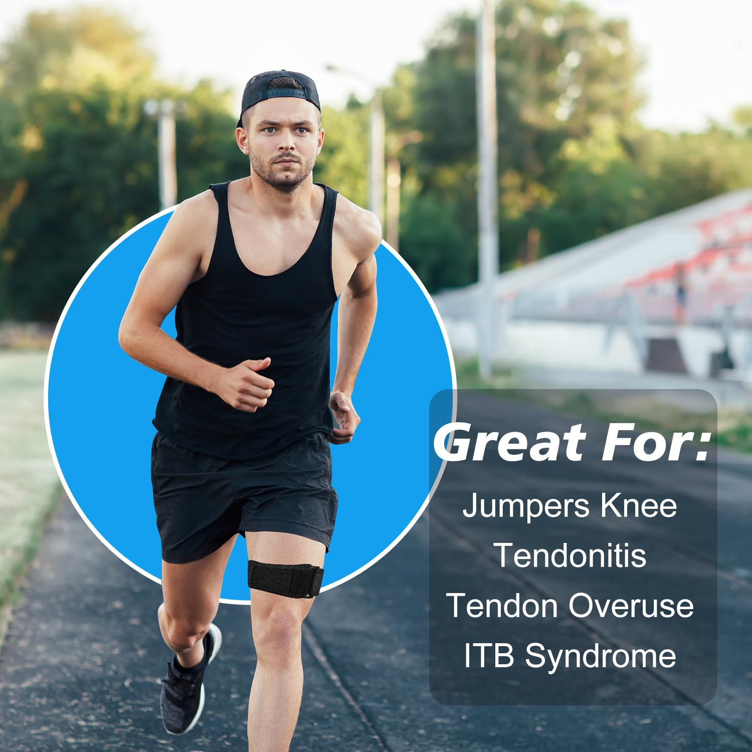 Supregear IT Band Strap for Knee, Adjustable Comfortable Iliotibial Band Wrap Breathable ITB Strap for Iliotibial Band Syndrome (Black) image number 1