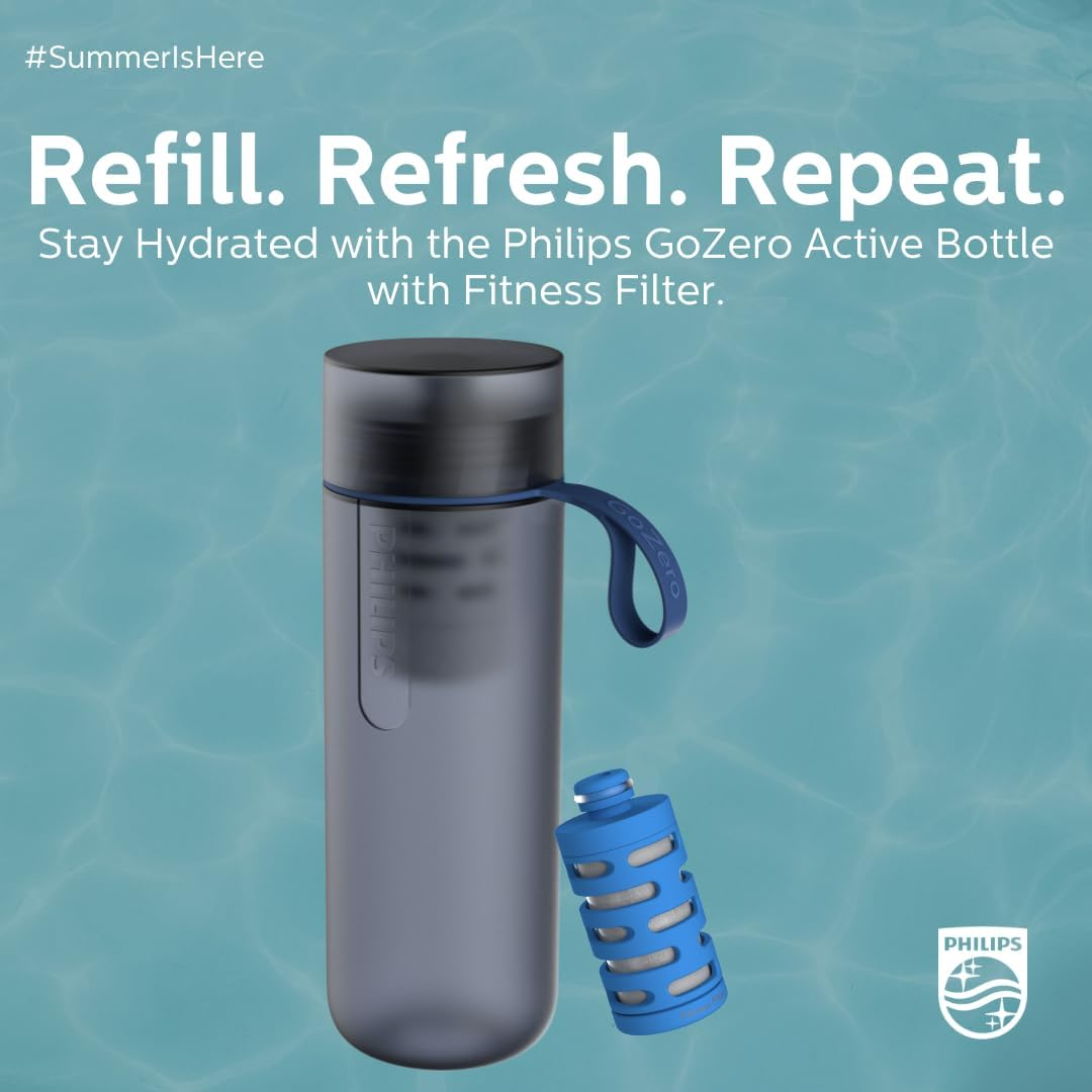 PHILIPS Water Gozero Fitness Filters, Replacement Filter Cartridge, Activated Carbon Fiber Filter, for Gozero Active Bottle, (3 Counts), AWP287/37, 20Oz image number 2