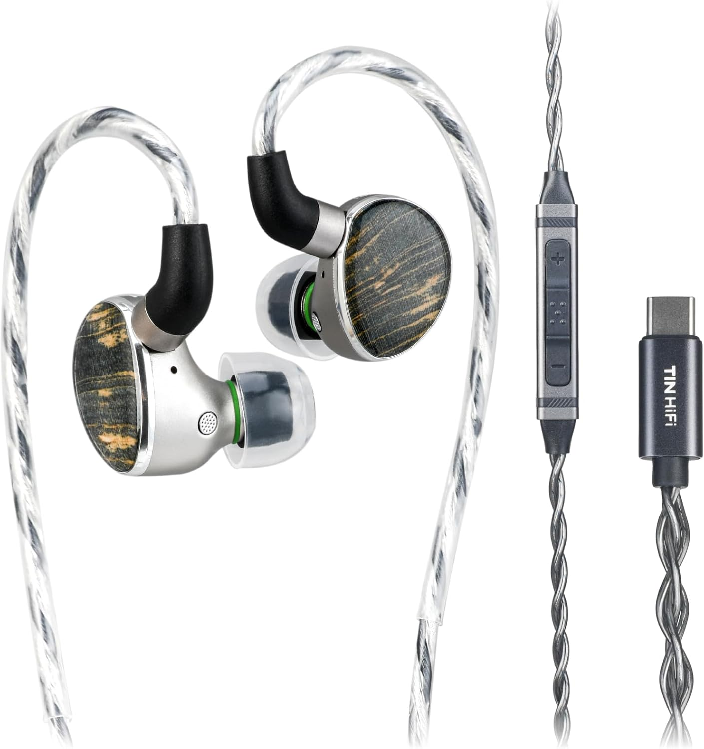 TINHIFI T6 Hifi In-Ear Monitor IEM, 1DD + 1 Planar Hybrid Wired Earphones, Flagship Dynamic Driver, Detachable Cable, Gaming and Studio Audiophile Earbuds (Silver, T6 Type-C+Mic) image number 4