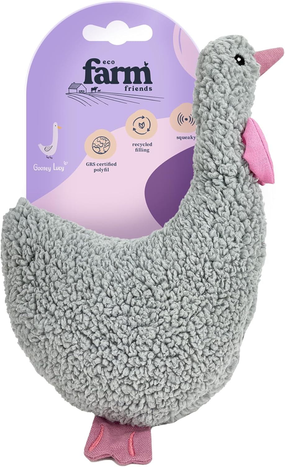 Eco Farm Friends Dog Toy Piggly Wiggly, Pink - Soft & Cuddly Squeaky Plush, Recycled Filling, GRS Certified image number 2