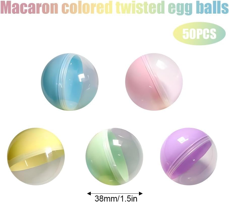 50 Pcs Small round Capsules, Clear Colored Gumball Machine Capsules, DIY Fillable Surprise Balls for Kids Party Favors image number 4