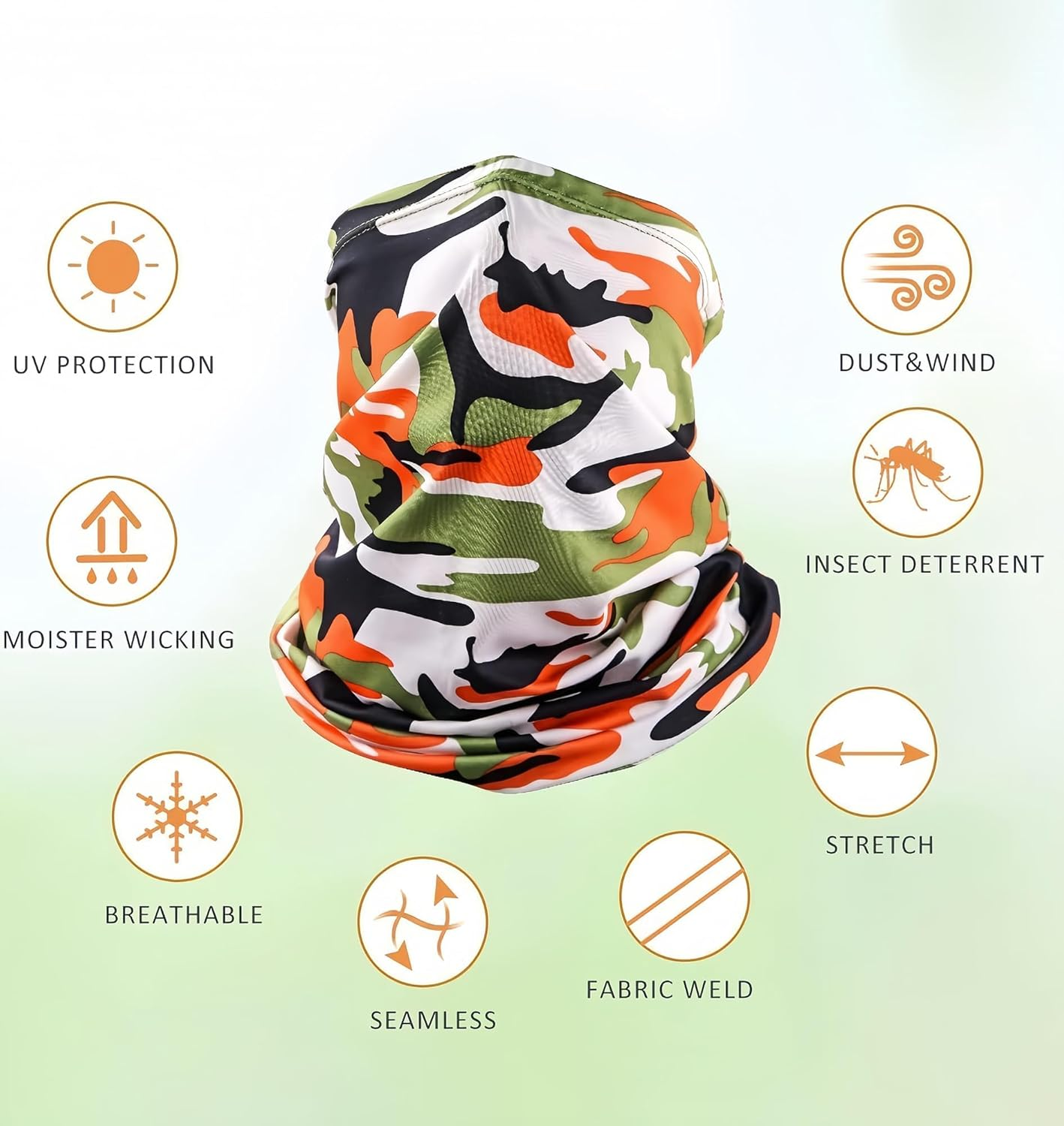YBVABE Neck Gaiter, Multifunction Headwear Bandana Face Masks, Elastic Ice Silk Outdoor Tube Scarf, UV Resistance Cooling Breathable Face Cover Scarf for Men Women Sports - Cycling Hiking Fishing image number 5