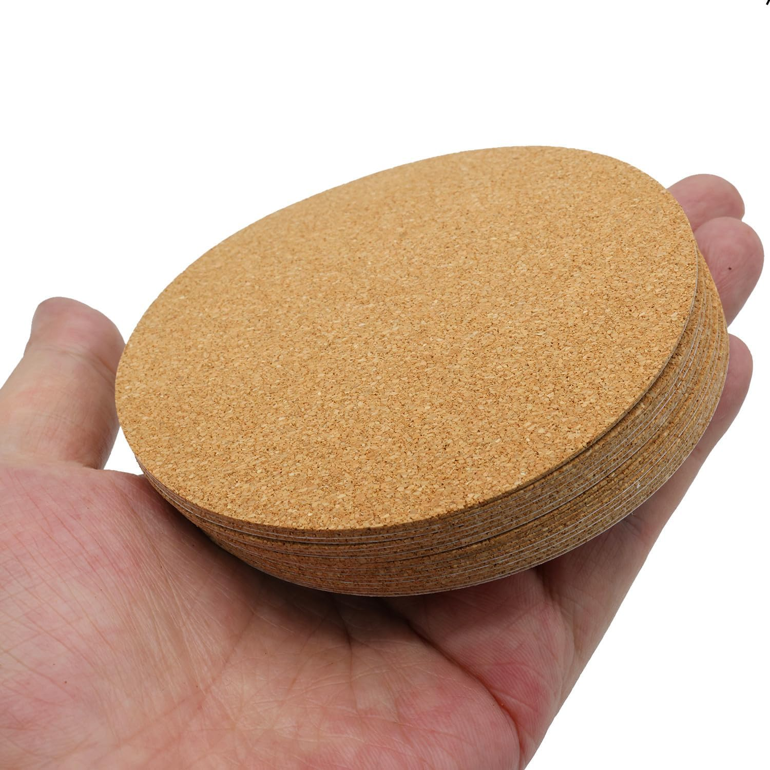 16 Pcs Self-Adhesive Mini Wall Cork Mat, 3" X 3" Cork Tiles Backing Sheets, Wood Color, Circles, 8Cm image number 2