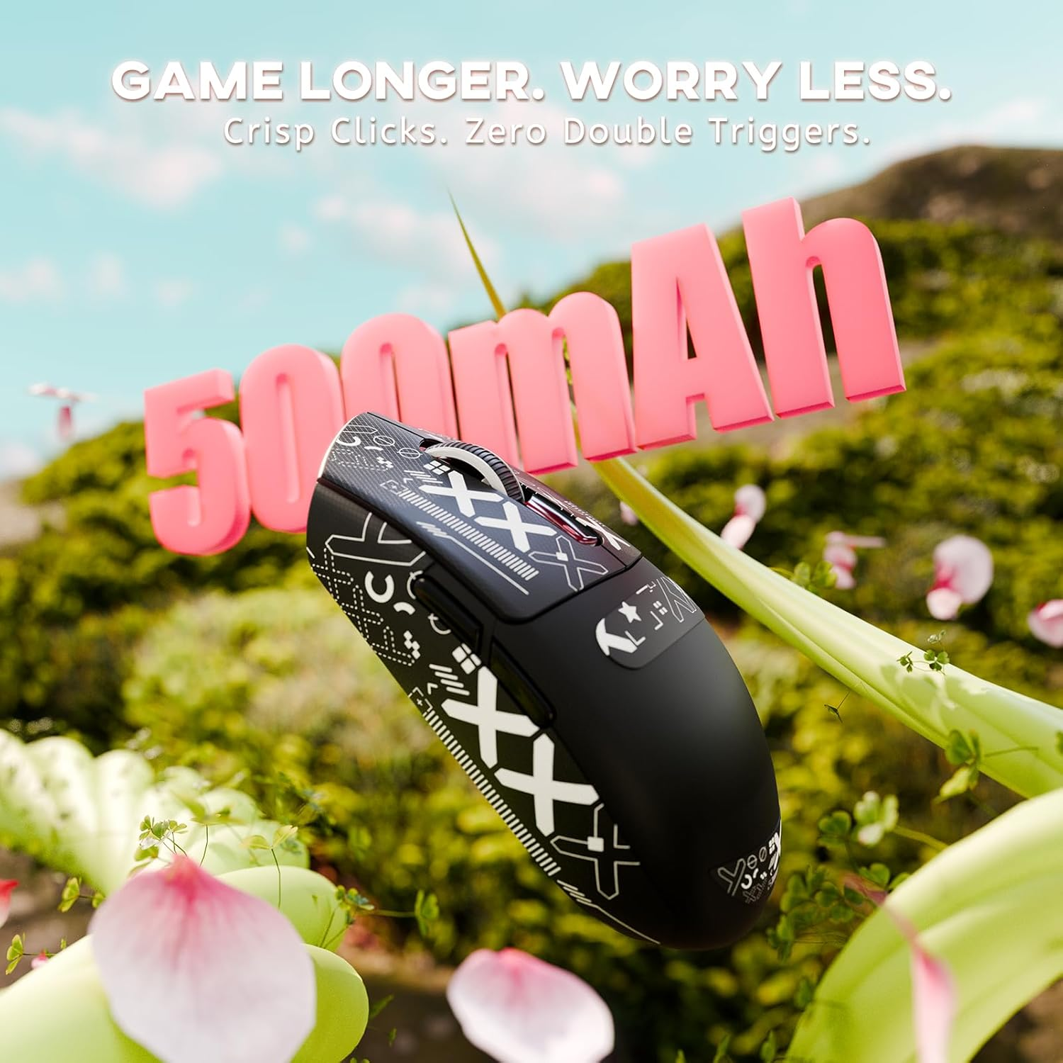 ATTACK SHARK G3 Wireless Gaming Mouse,Tri-Mode 2.4G/BT5.2/USB-C Gaming Mouse,Paw3311 Sensor,25,000 Dpi,59G Lightweight,5 Programmable Buttons,500Mah Rechargeable Gaming Mice,Pc/Mac(Black&Sticker) - Berry Red Griptape image number 6