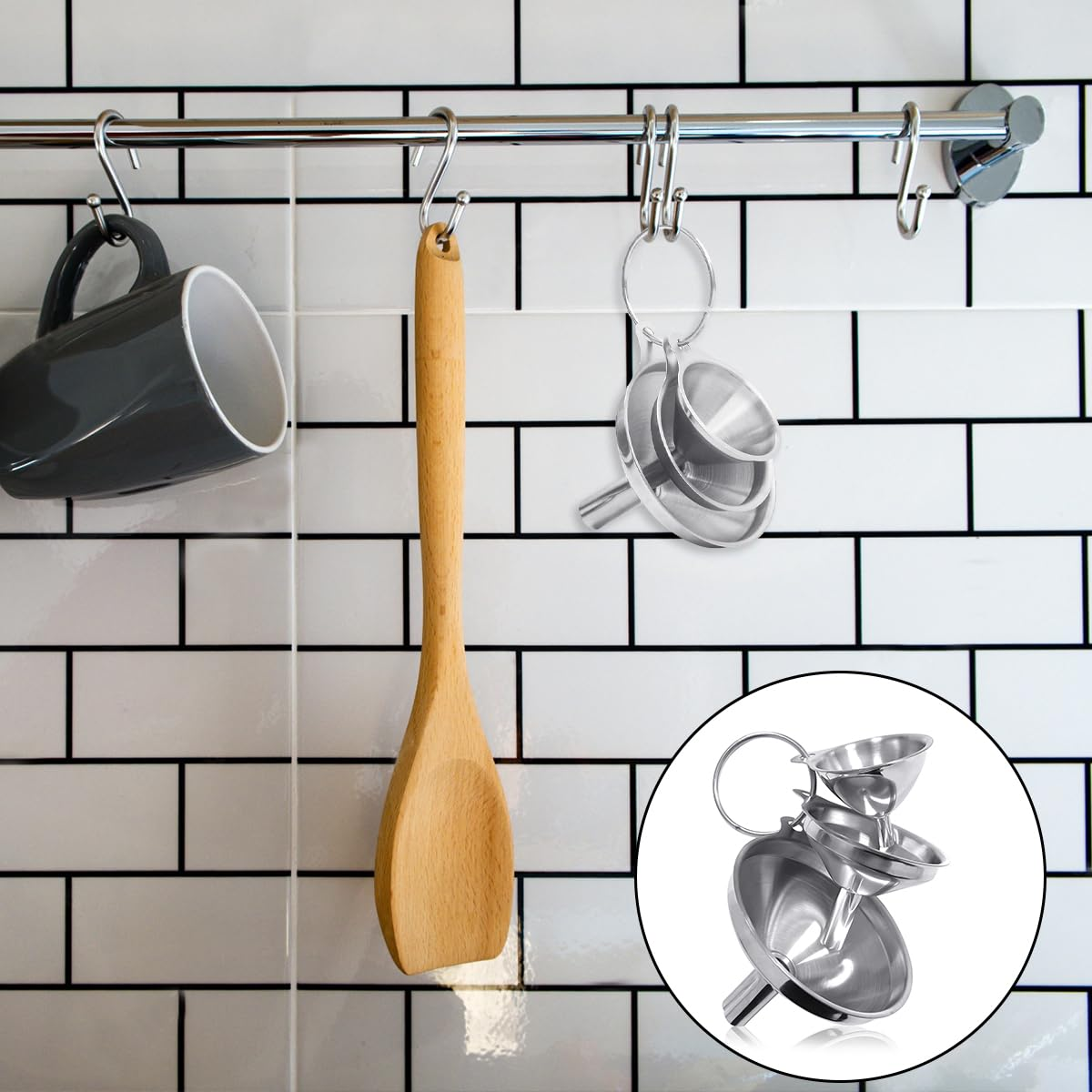 Metal Funnels, 3 PCS Small Stainless Steel Kitchen Funnels for Filling Bottles (3 Sizes) image number 2