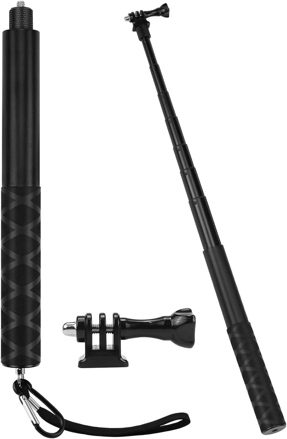 Selfie Stick for Insta360 & Gopro,150Cm Meatl Extendable Pole with Invisible Magic Arm, Gopro Adapter & Wrist Strap for DJI Osmo/Action Cameras, Ultra Light (205G), for Surfing, Vlogging image number 2