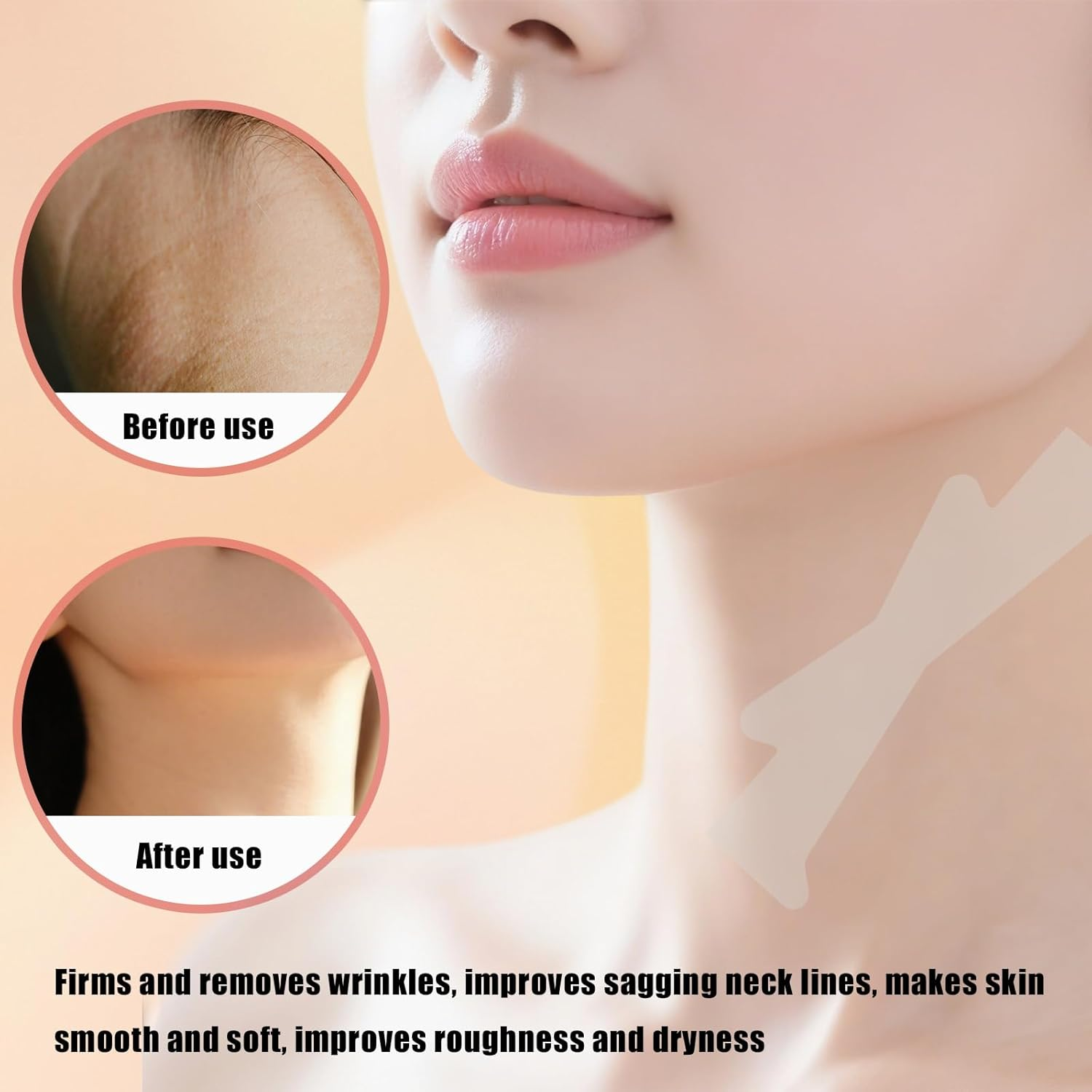 20Pcs Invisible Neck Lift Tape, Semi-Transparent Neck Tightening Strips Reusable Skin Wrinkle Patches for Saggy Skin & Wrinkles image number 3