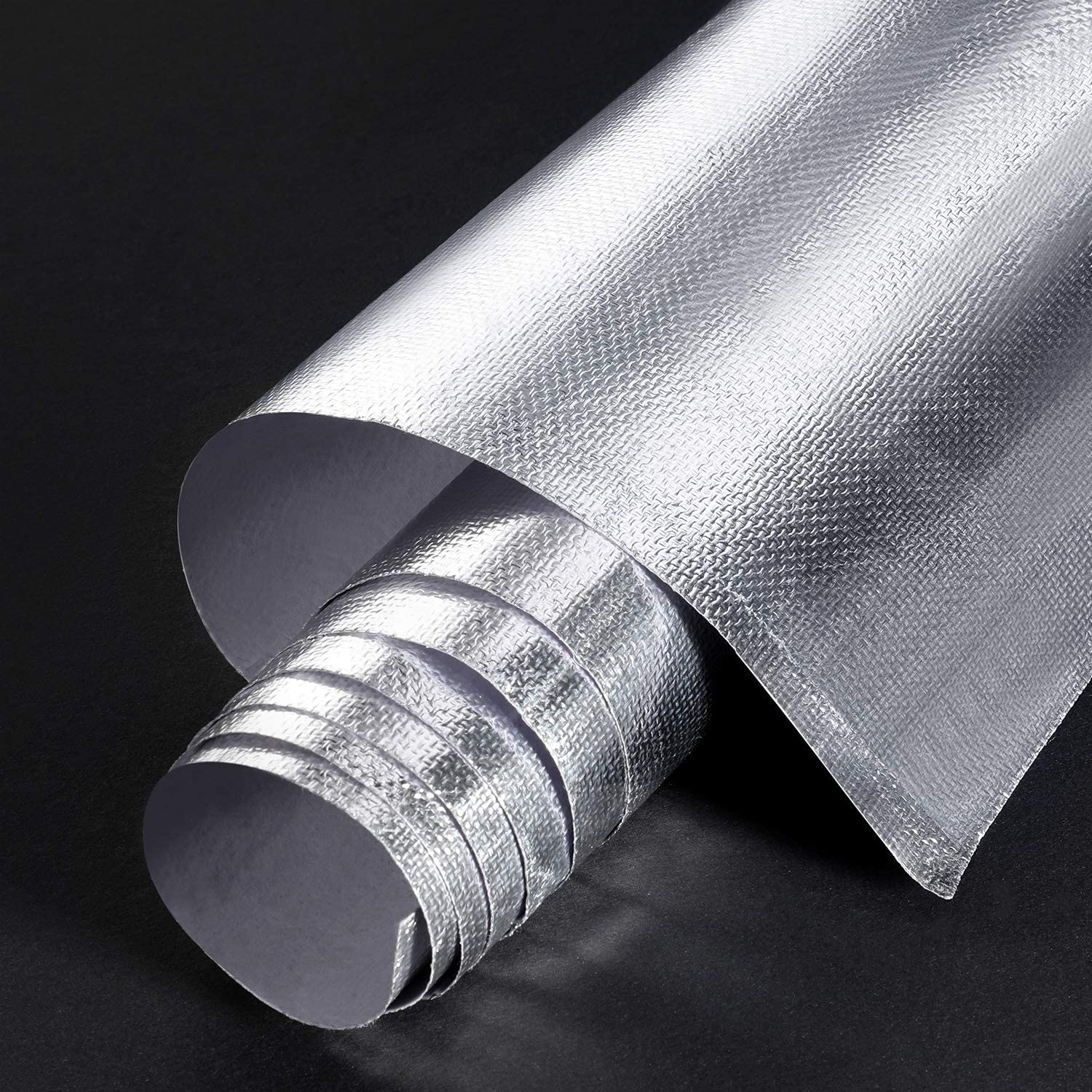 BBTO Heat Reflective Sheet Adhesive Backed Aluminized Fiberglass Heat Shield Tape Protection Barrier Heat Shield Resistant Material for Hose and Auto Use Heat Insulation Sheet(Silver, 12 X 60 Inch) image number 1