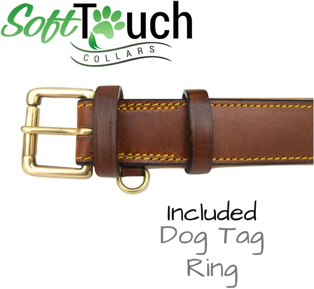 Soft Touch Collars Padded Leather Dog Collar, Large Brown - Genuine Real Leather, 24" Long X 1.5 Wide, Fits Neck Size 18" to 21" Inches image number 4